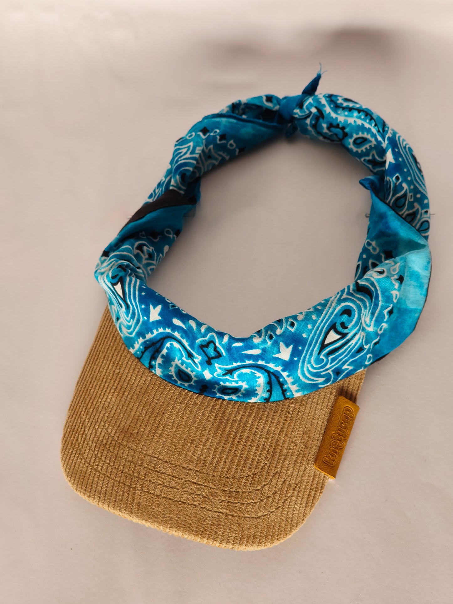 Kapri™ – Corduroy Brim × Aqua Blue Printed Bandana (OG Drop)