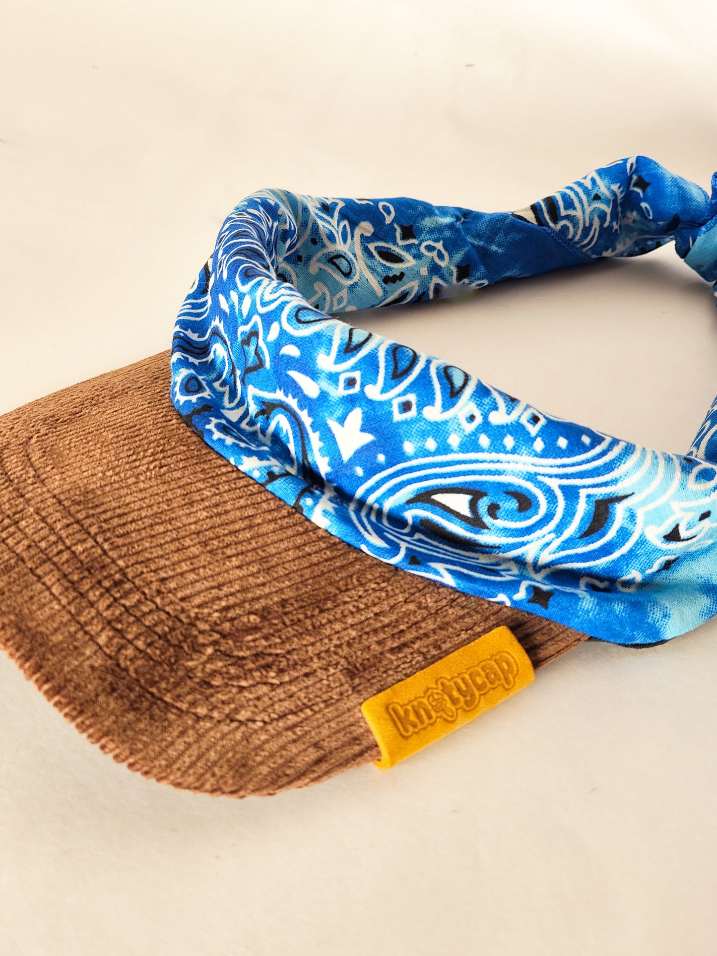 Kapri™ – Brown Corduroy Brim × Mix Blue Printed Bandana (OG Drop)