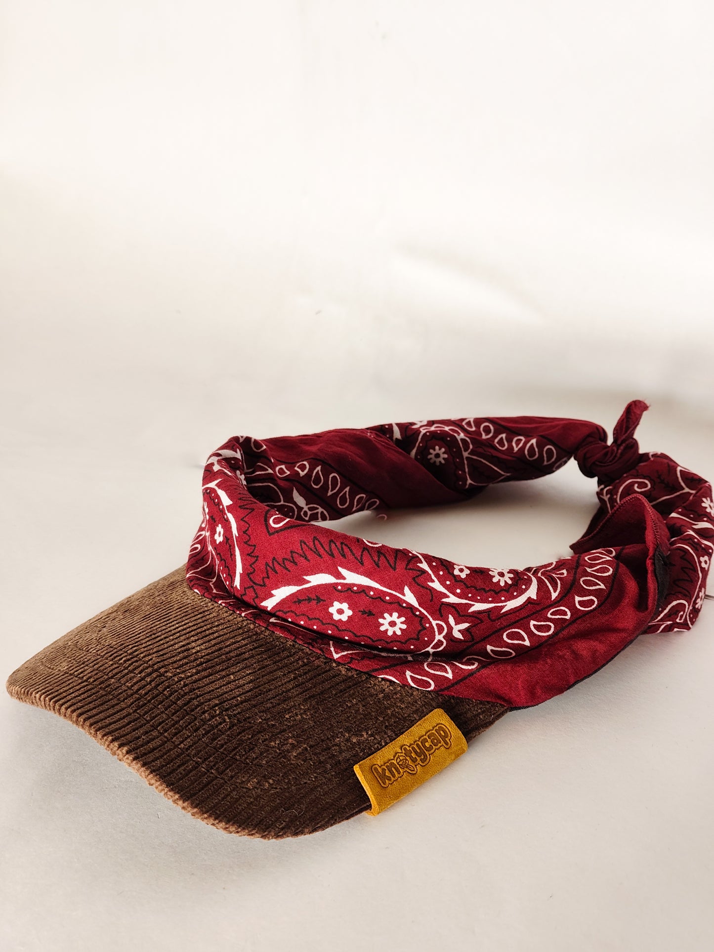 Kapri™ – Brown Corduroy Brim × Maroon Printed Bandana (OG Drop)