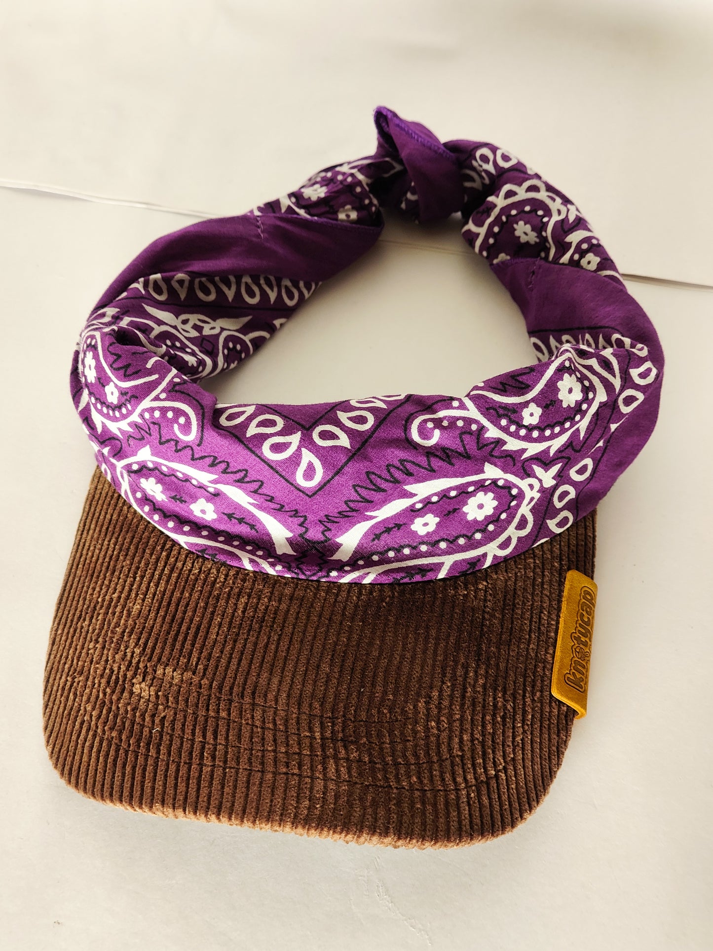 Kapri™ – Brown Corduroy Brim × Purple Printed Bandana (OG Drop)