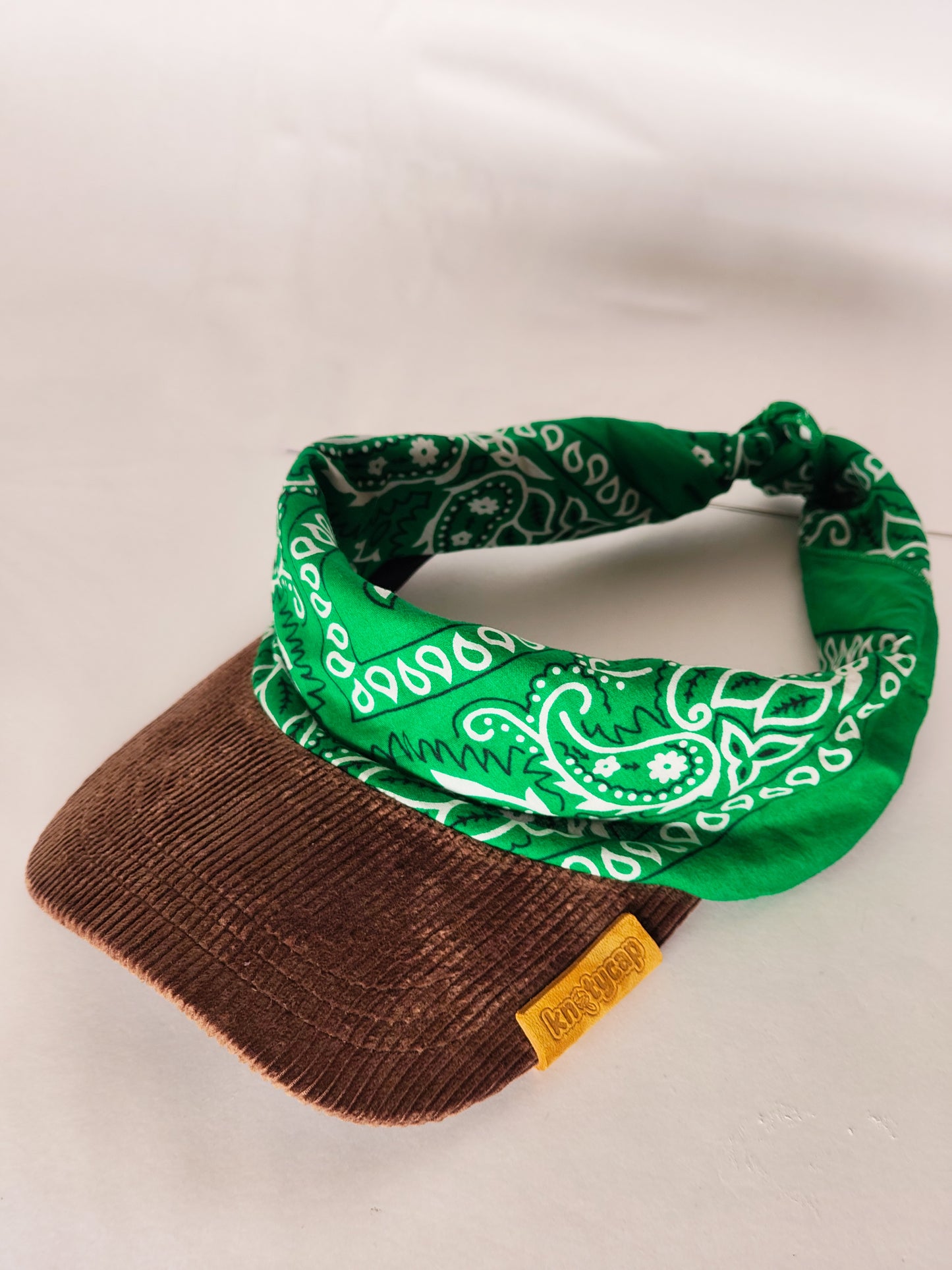 Kapri™ – Brown Corduroy Brim × Green Printed Bandana (OG Drop)