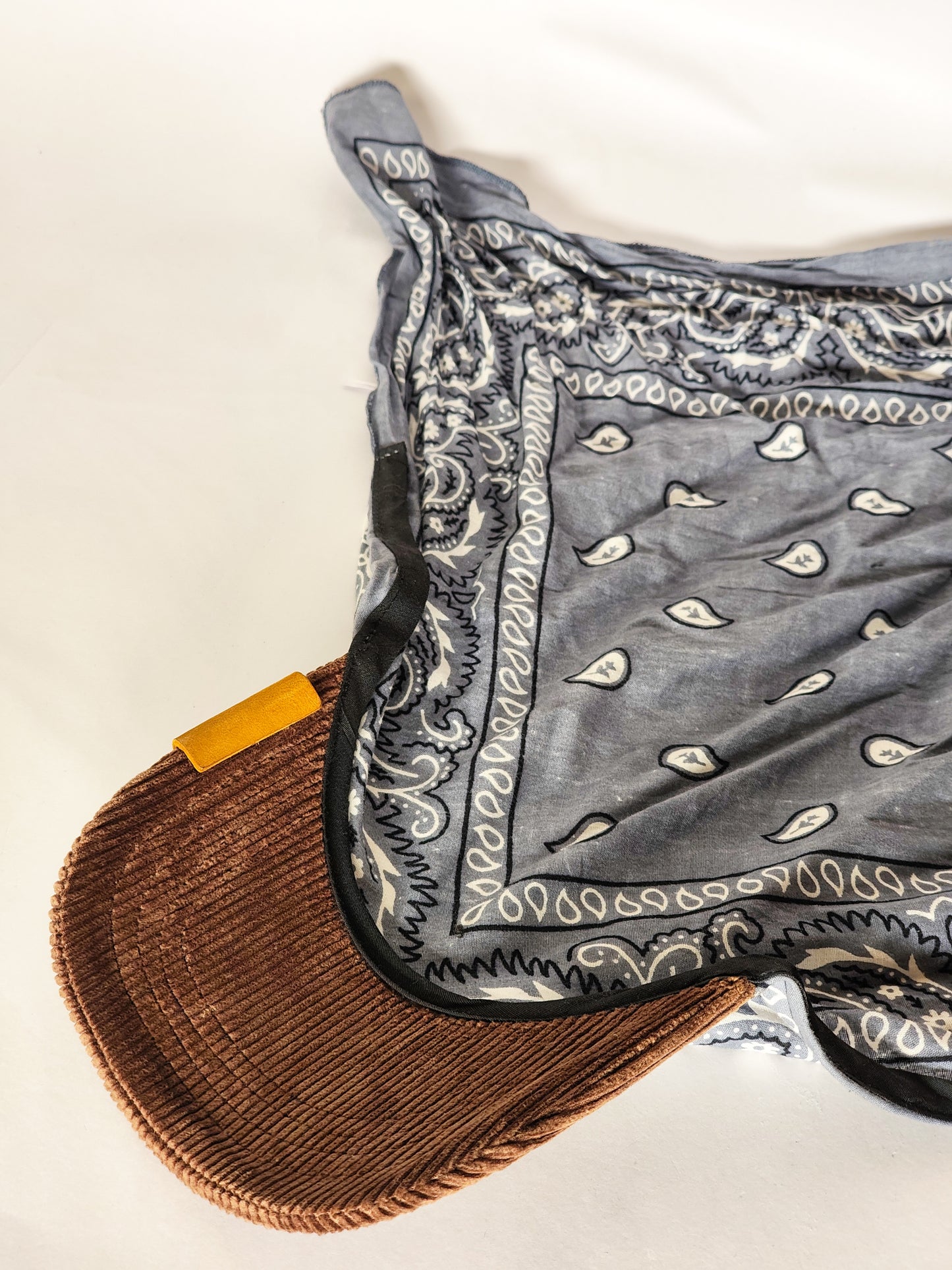 Kapri™ - Brown Corduroy Brim × Grey Printed Bandana (OG Drop)