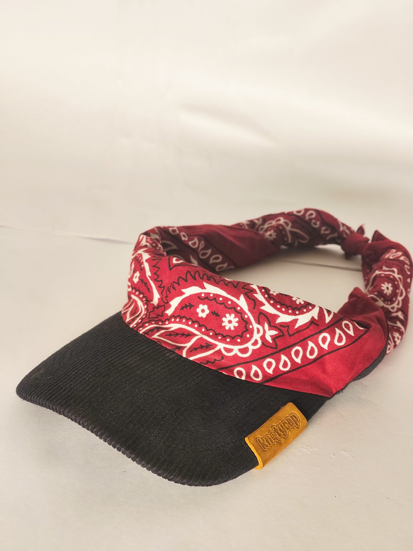 Kapri™ – Black Corduroy Brim × Maroon Printed Bandana (OG Drop)