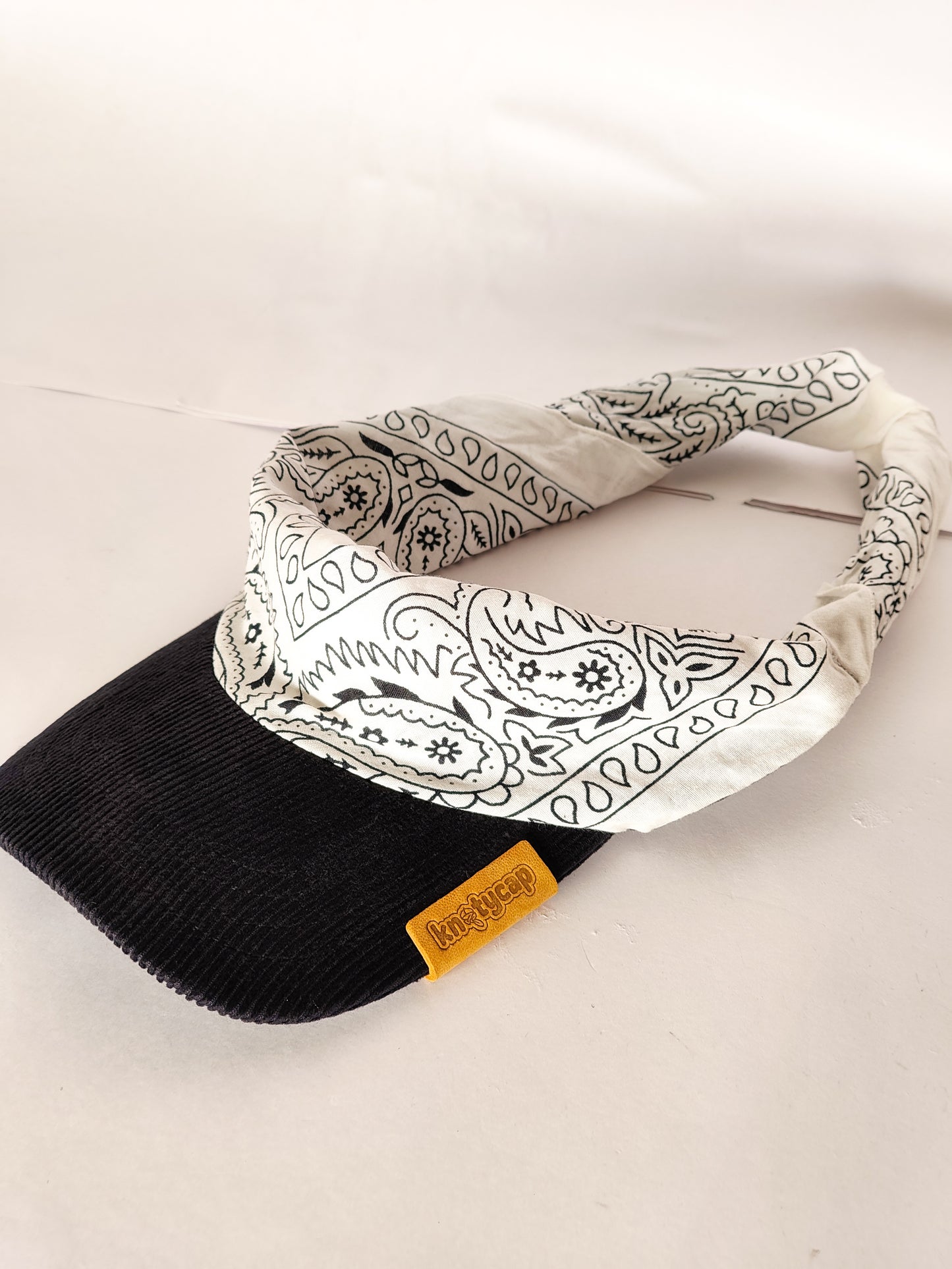 Kapri™ – Black Corduroy Brim × White Printed Bandana (OG Drop)