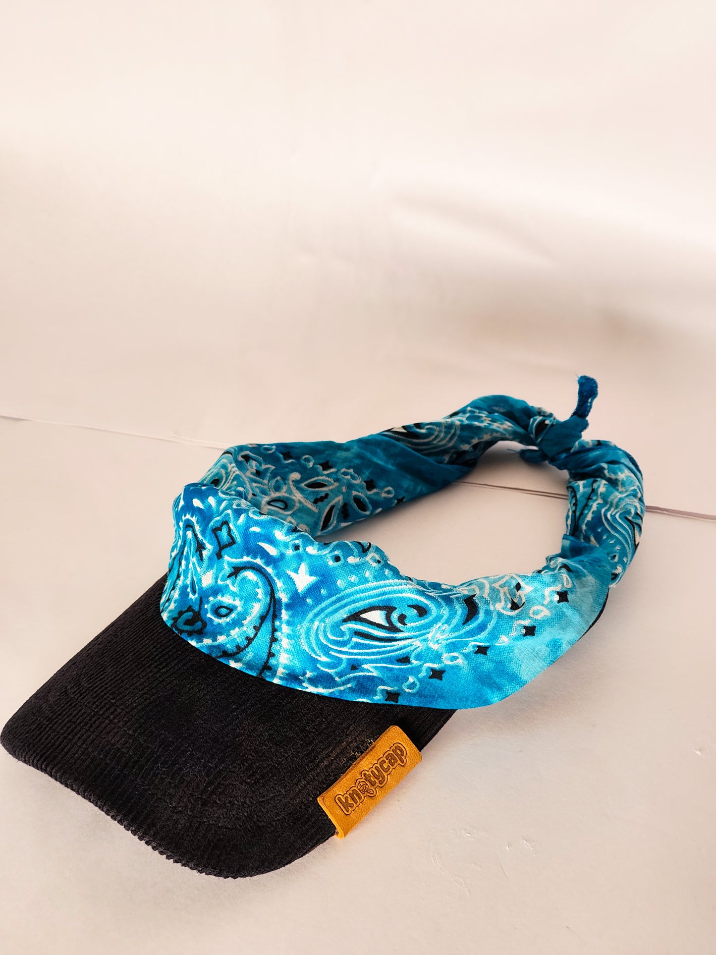 Kapri™ – Black Corduroy Brim × Iris Blue Printed Bandana (OG Drop)