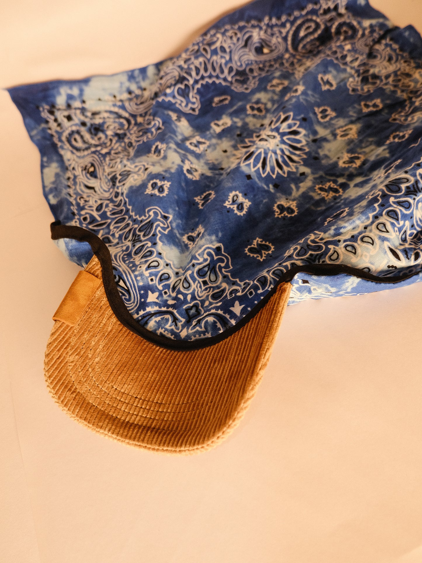 Kapri™ – Corduroy Brim × Azure Blue Printed Bandana (OG Drop)