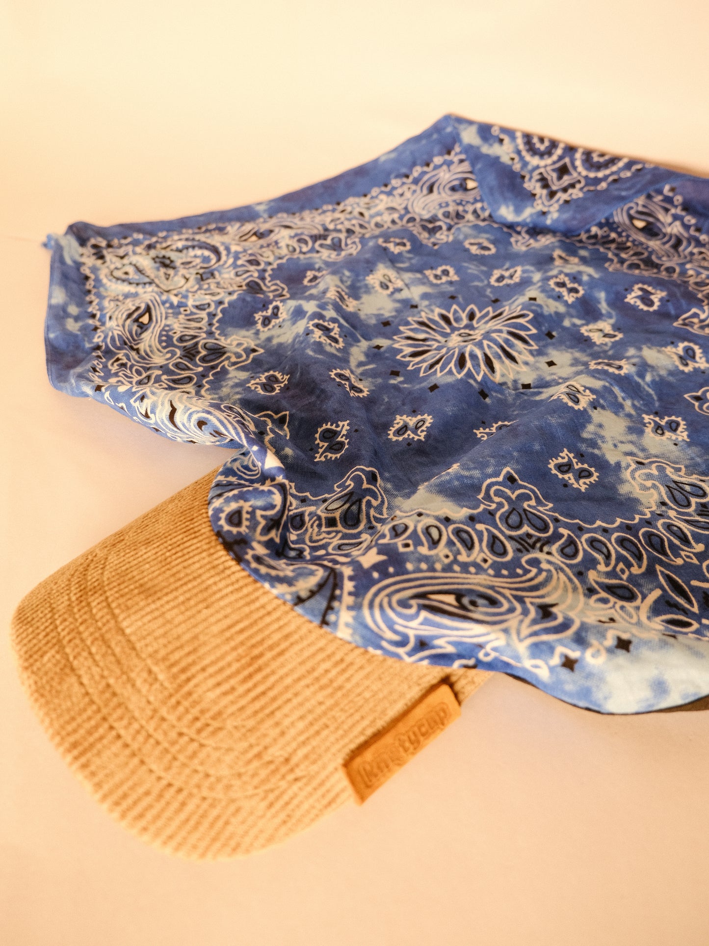 Kapri™ – Corduroy Brim × Azure Blue Printed Bandana (OG Drop)