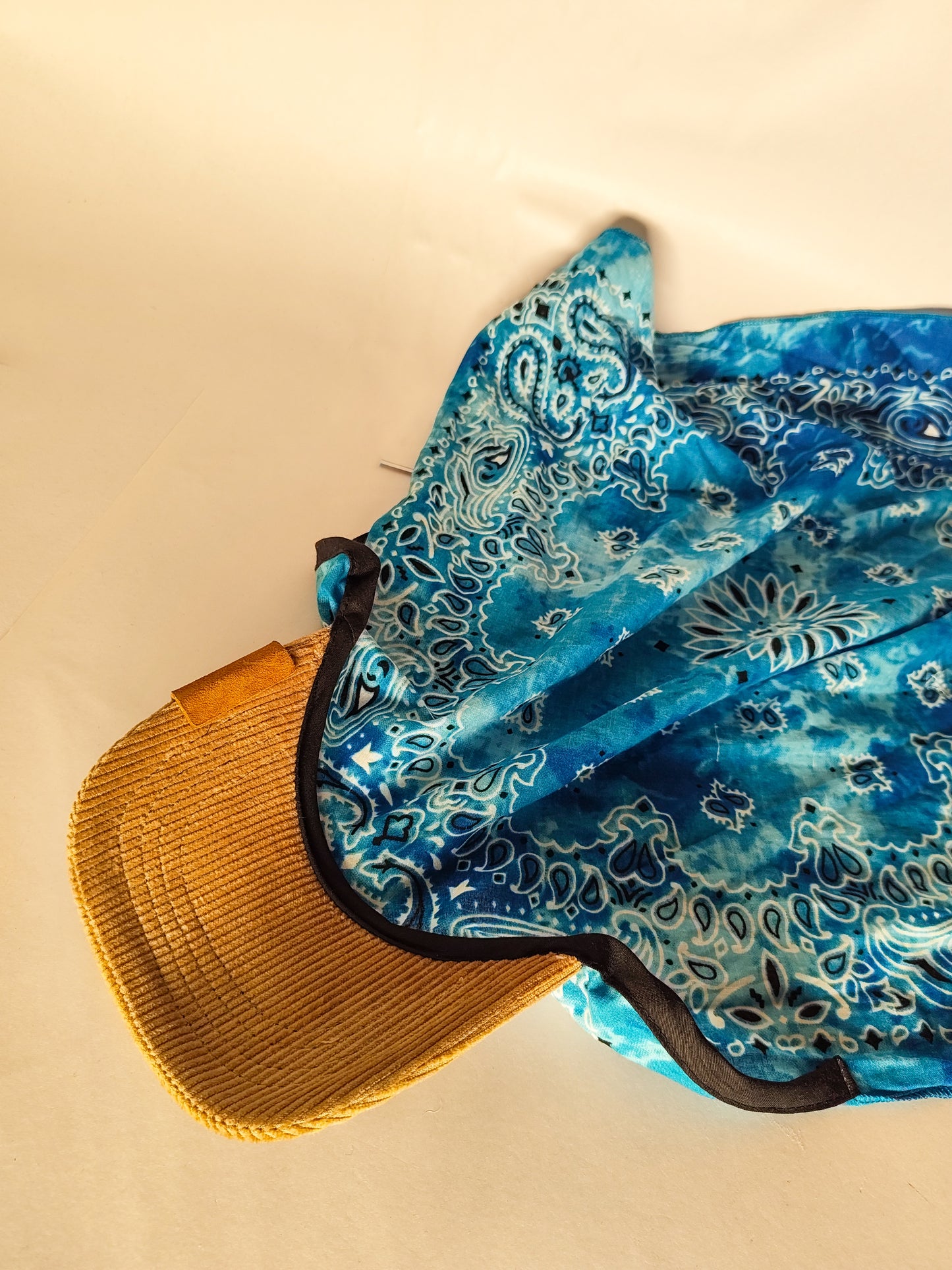 Kapri™ – Corduroy Brim × Aqua Blue Printed Bandana (OG Drop)