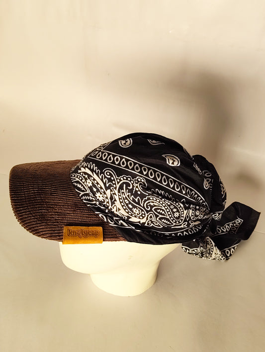 Kapri™ – Brown Corduroy Brim × Black Printed Bandana (OG Drop)