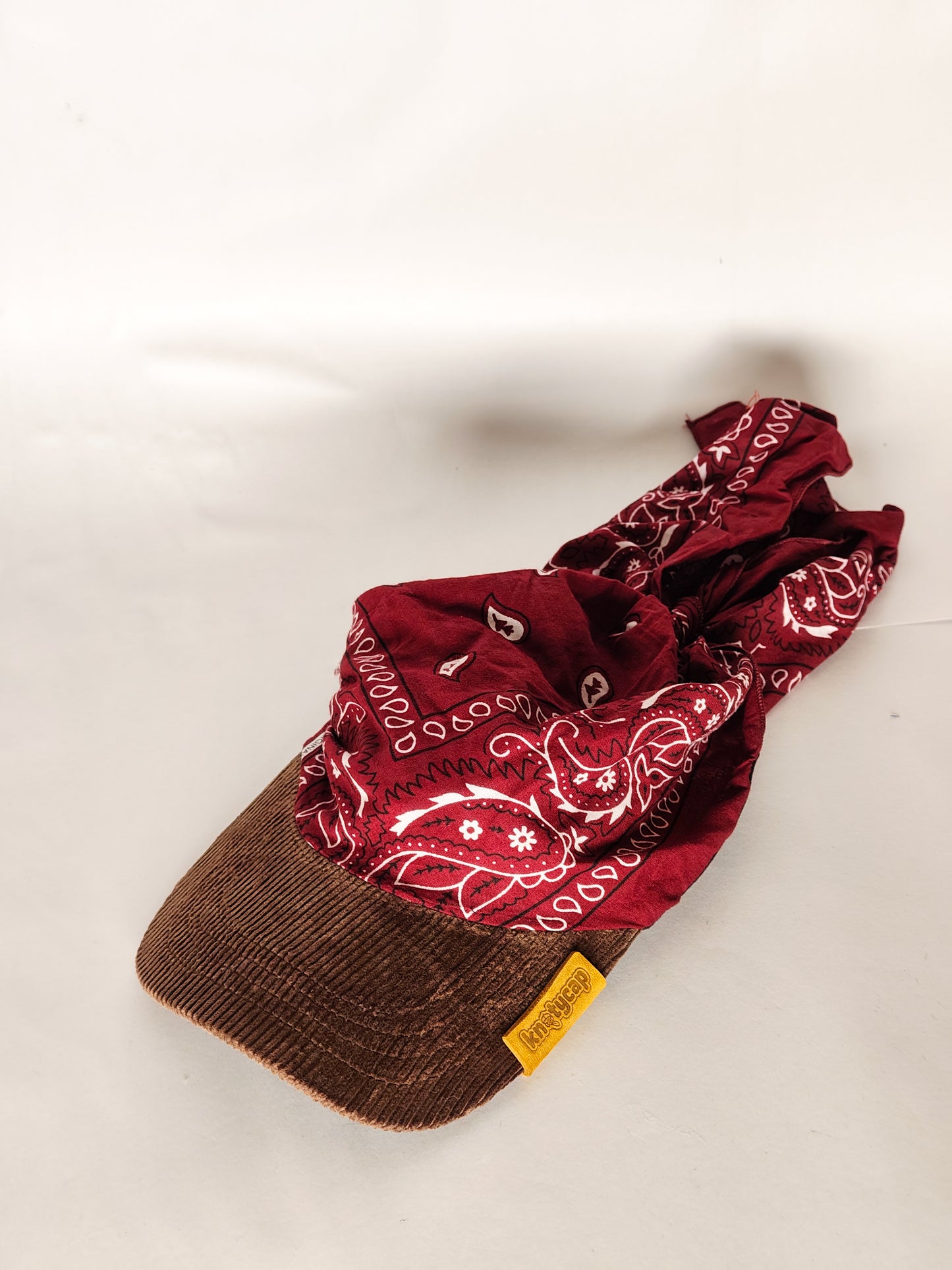 Kapri™ – Brown Corduroy Brim × Maroon Printed Bandana (OG Drop)