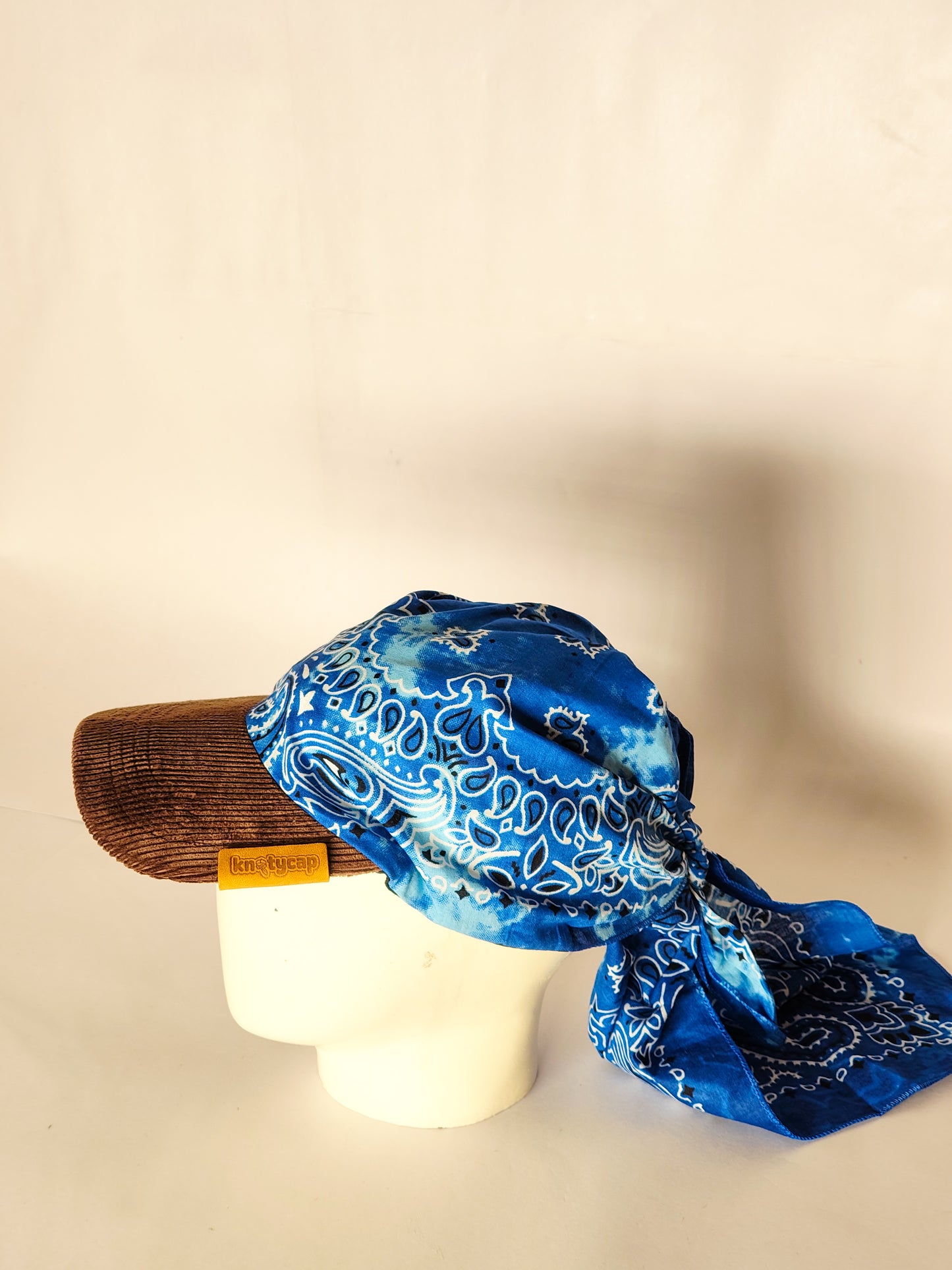 Kapri™ – Brown Corduroy Brim × Mix Blue Printed Bandana (OG Drop)