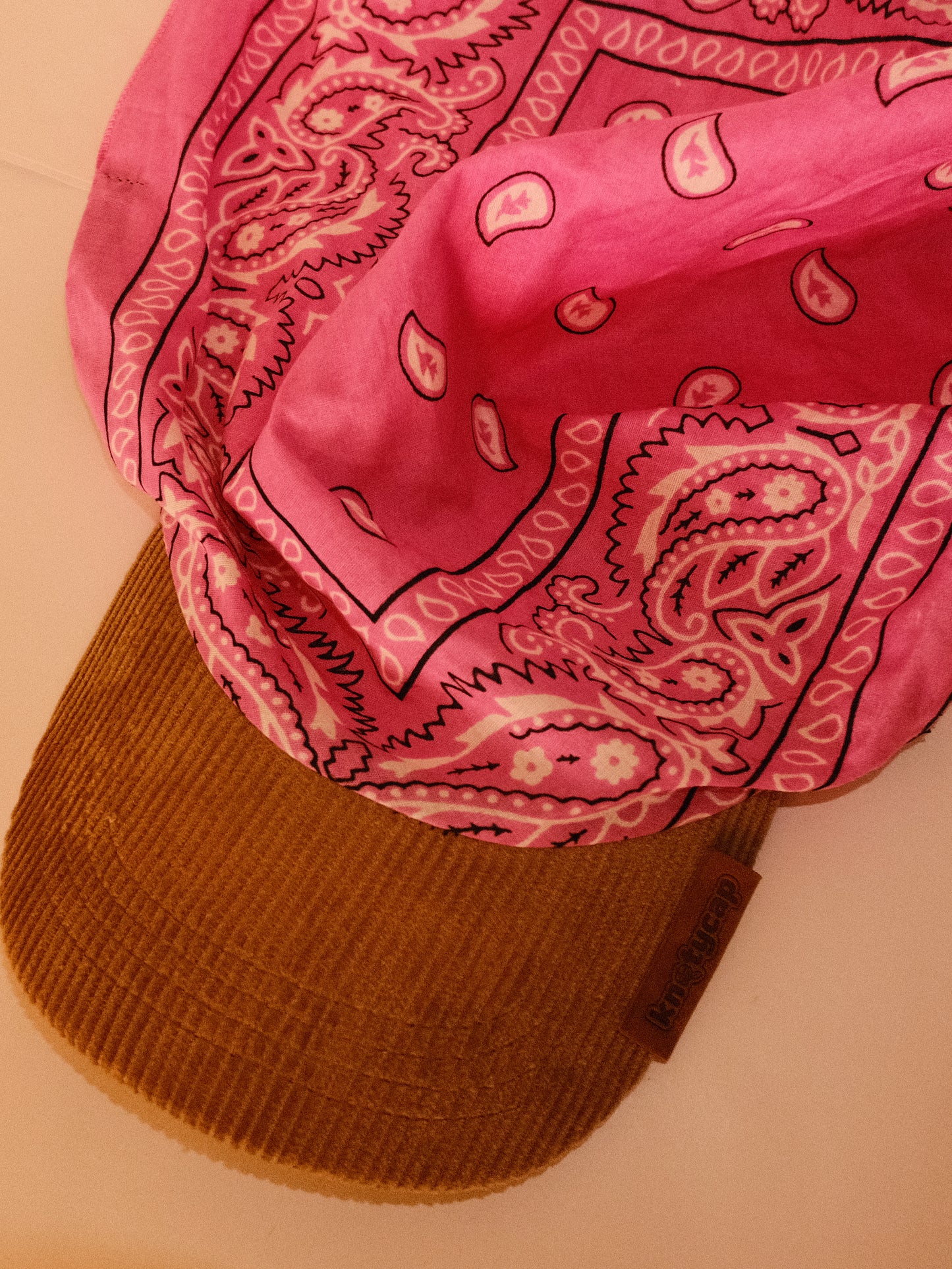 Kapri™ –  Corduroy Brim × Pink Printed Bandana (OG Drop)