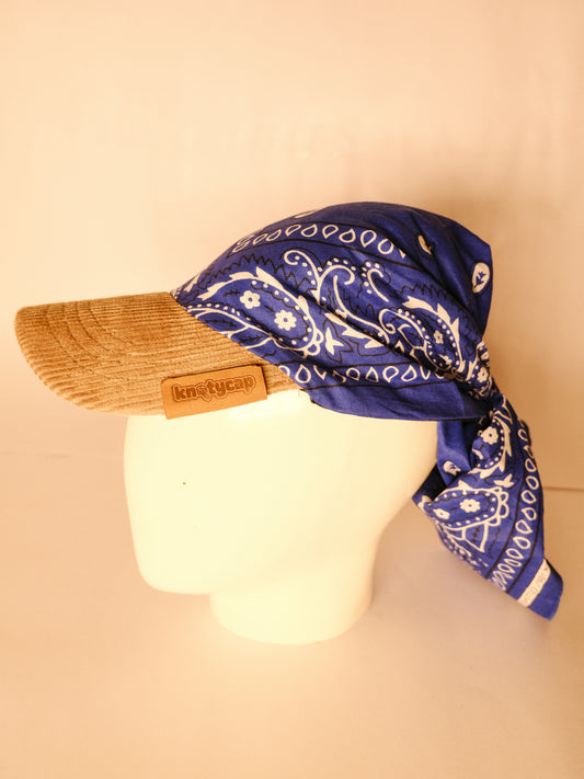 Kapri™ –  Corduroy Brim × Deep Blue Printed Bandana (OG Drop)