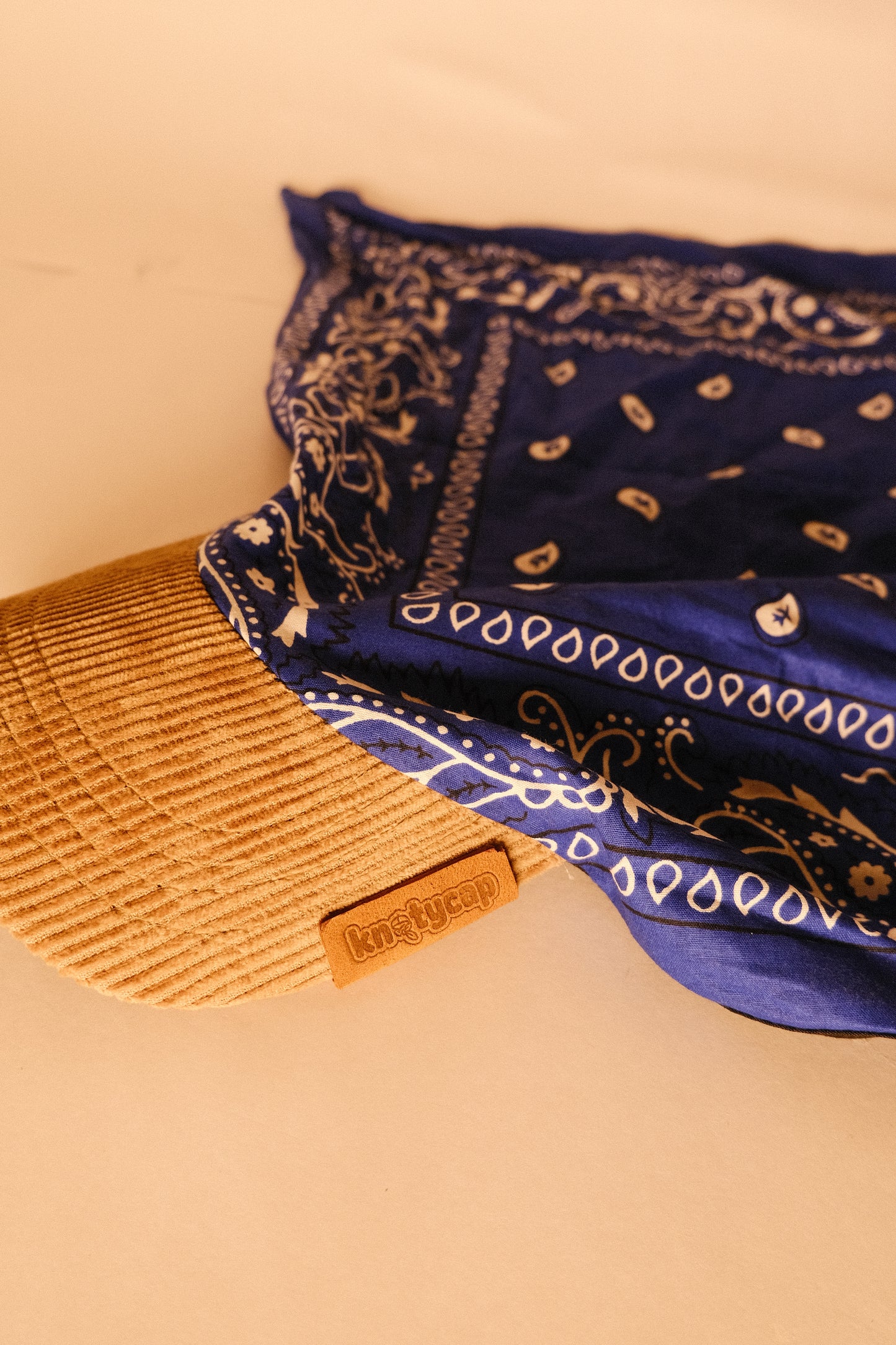 Kapri™ –  Corduroy Brim × Deep Blue Printed Bandana (OG Drop)