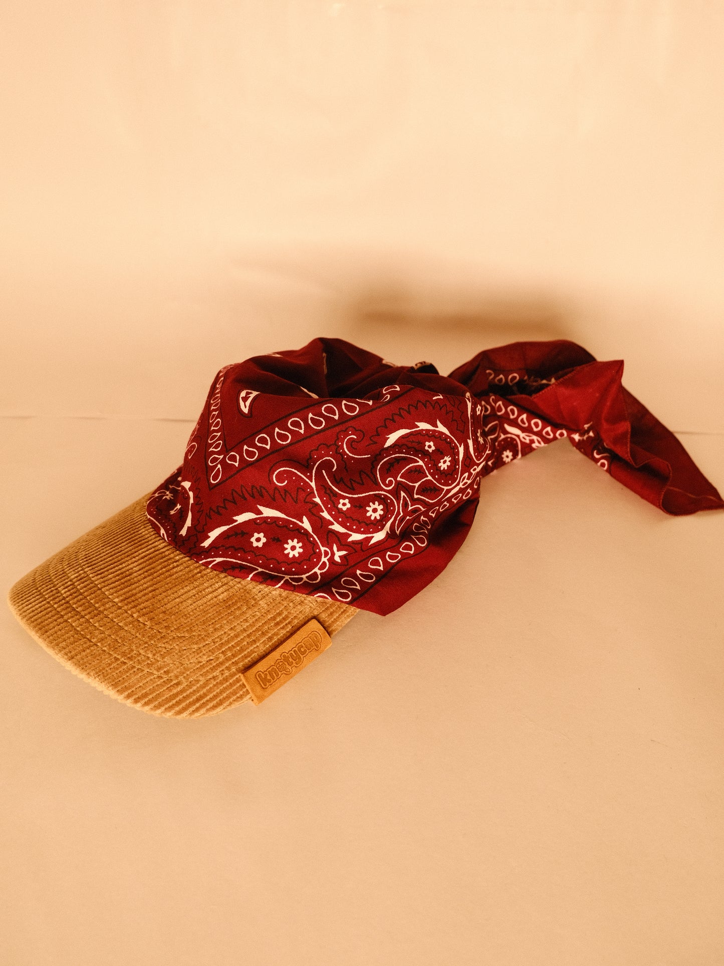 Kapri™ –  Corduroy Brim × Maroon Printed Bandana (OG Drop)