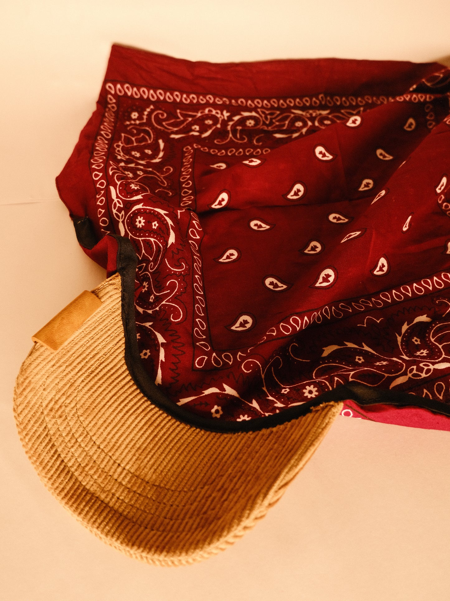 Kapri™ –  Corduroy Brim × Maroon Printed Bandana (OG Drop)