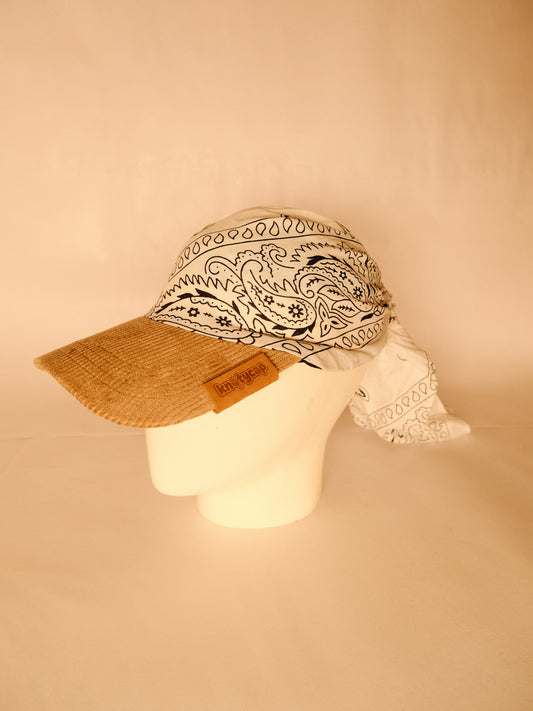 Kapri™ –  Corduroy Brim × White Printed Bandana (OG Drop)