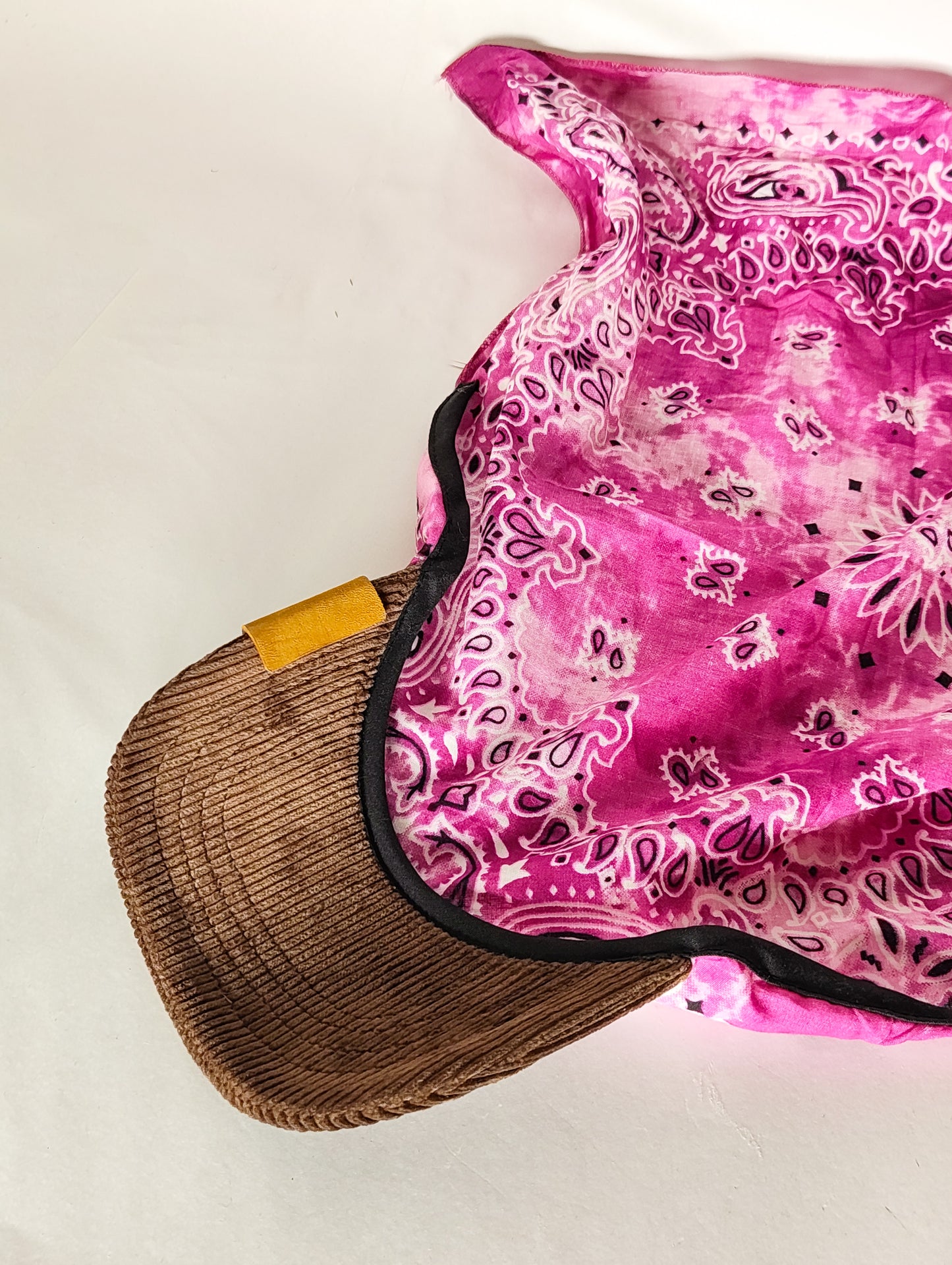 Kapri™ – Brown Corduroy Brim × Rose pink Printed Bandana (OG Drop)
