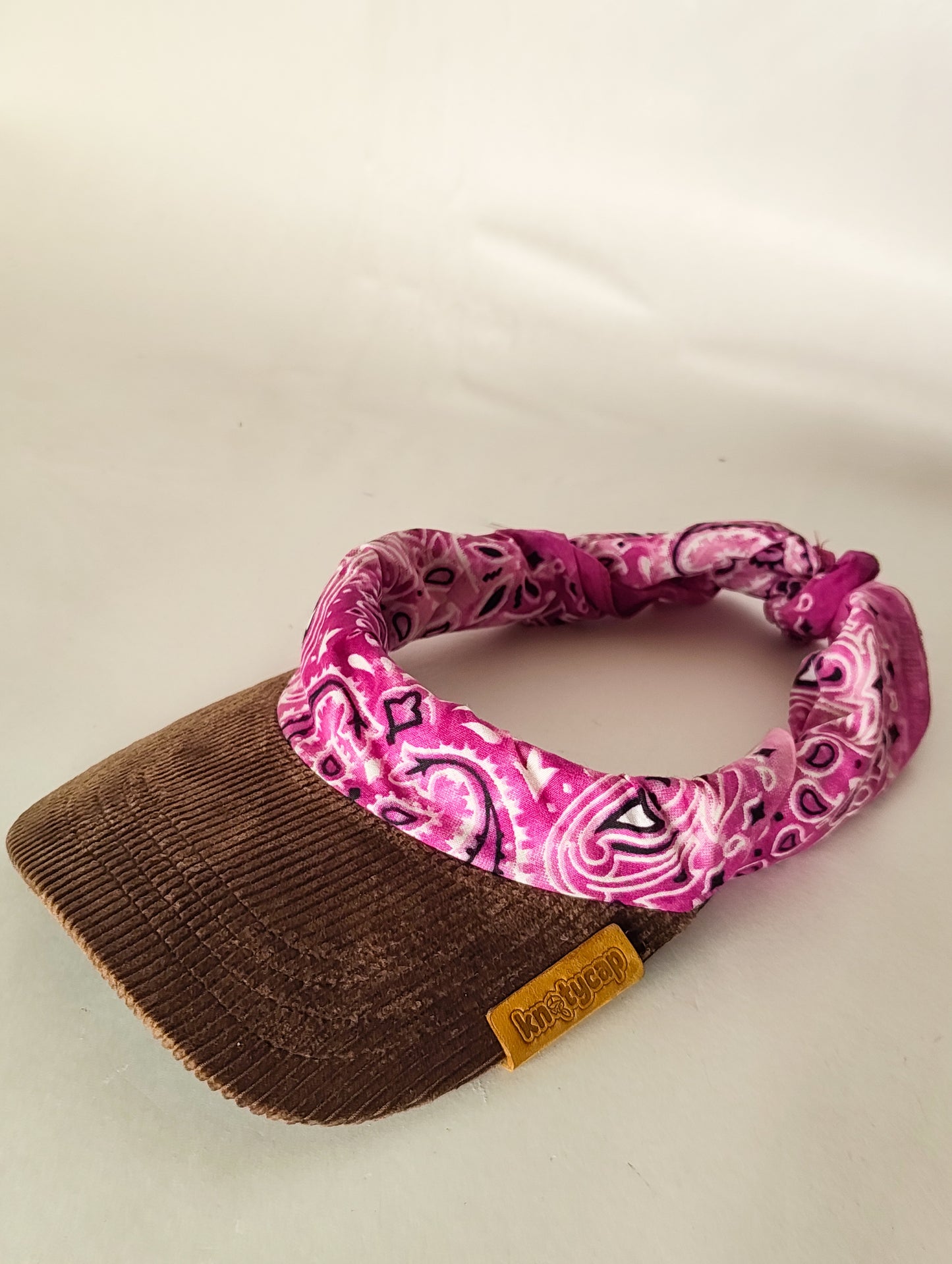 Kapri™ – Brown Corduroy Brim × Rose pink Printed Bandana (OG Drop)
