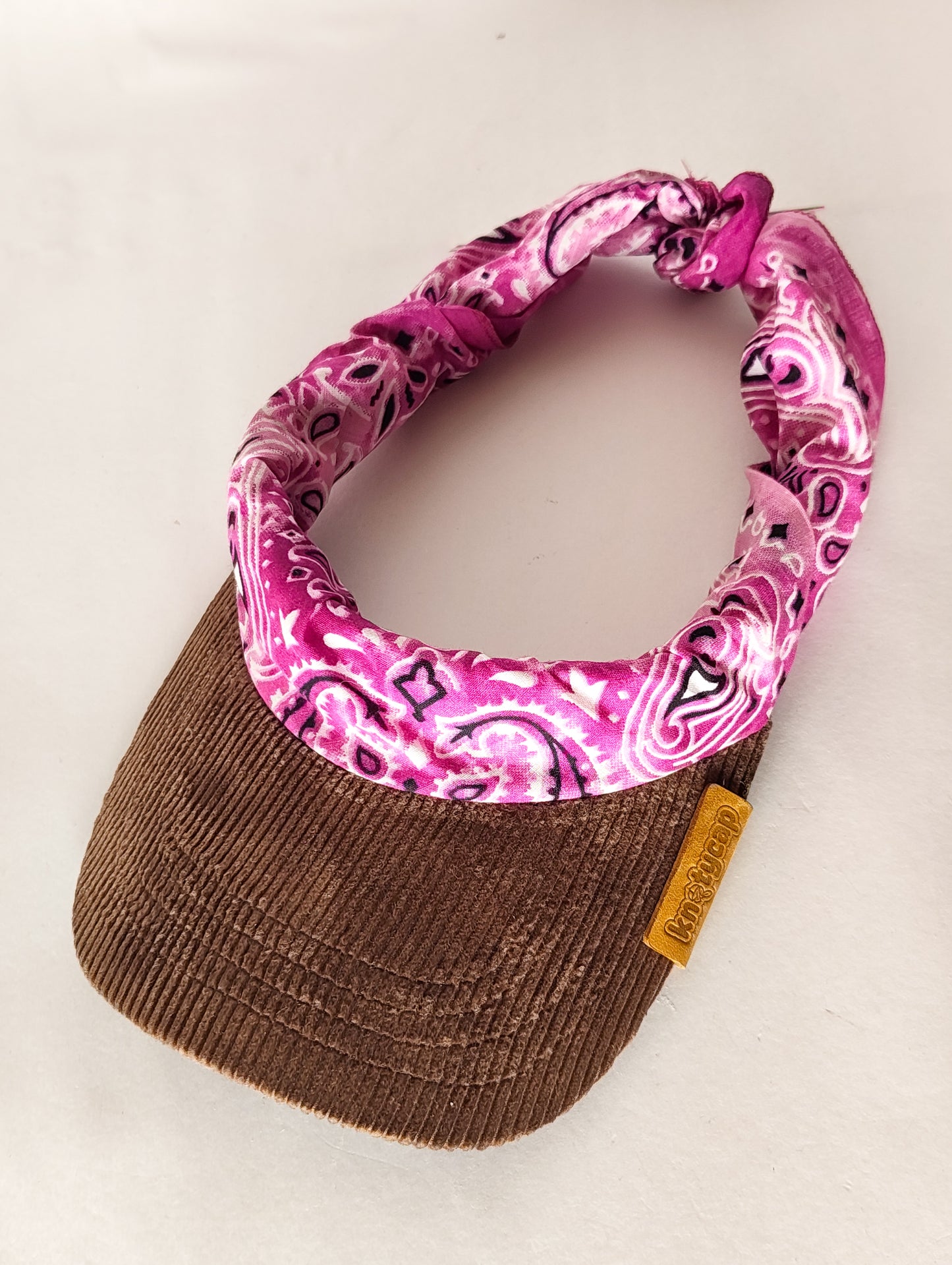 Kapri™ – Brown Corduroy Brim × Rose pink Printed Bandana (OG Drop)