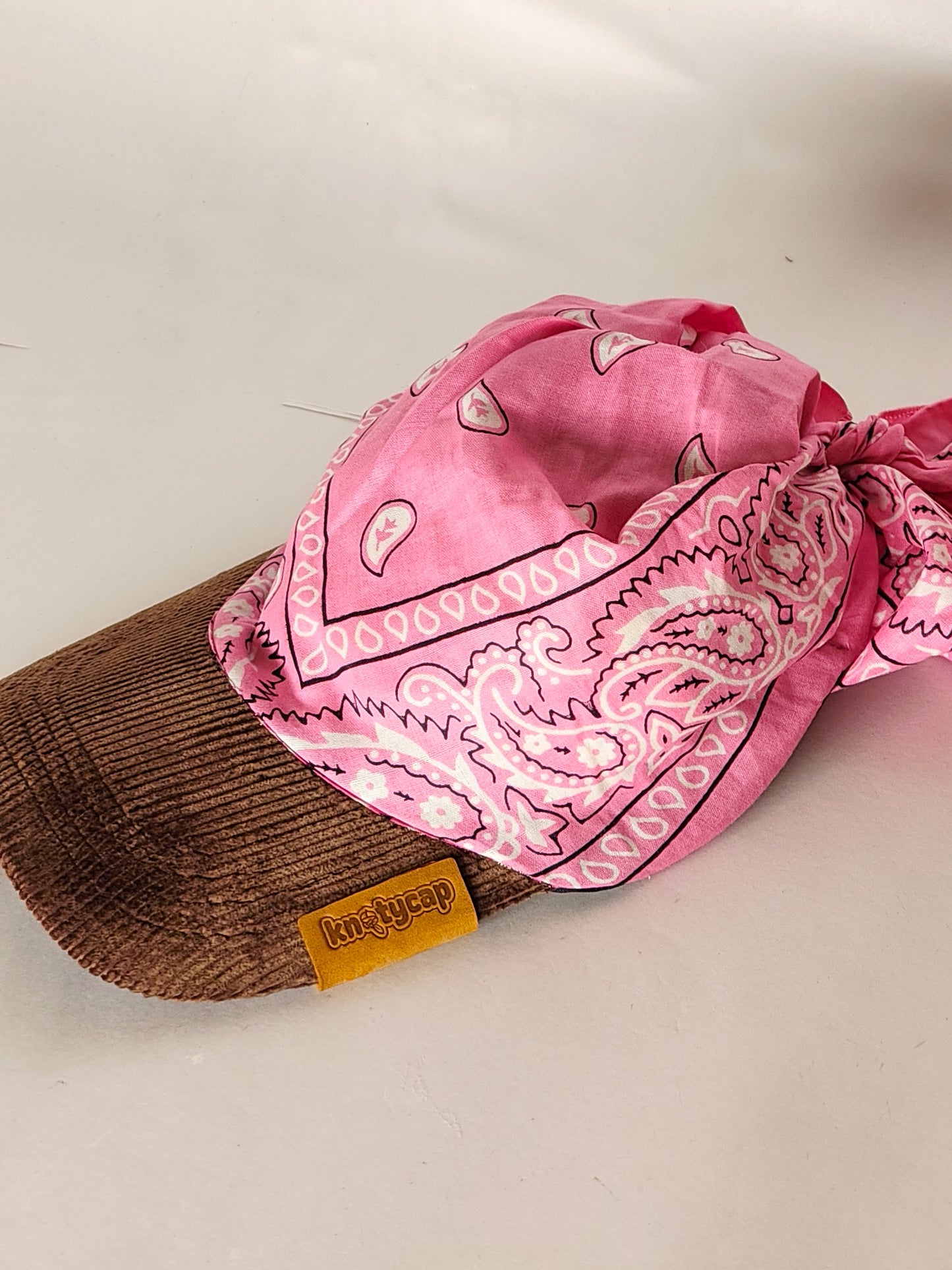 Kapri™ – Brown Corduroy Brim × Pink Printed Bandana (OG Drop)