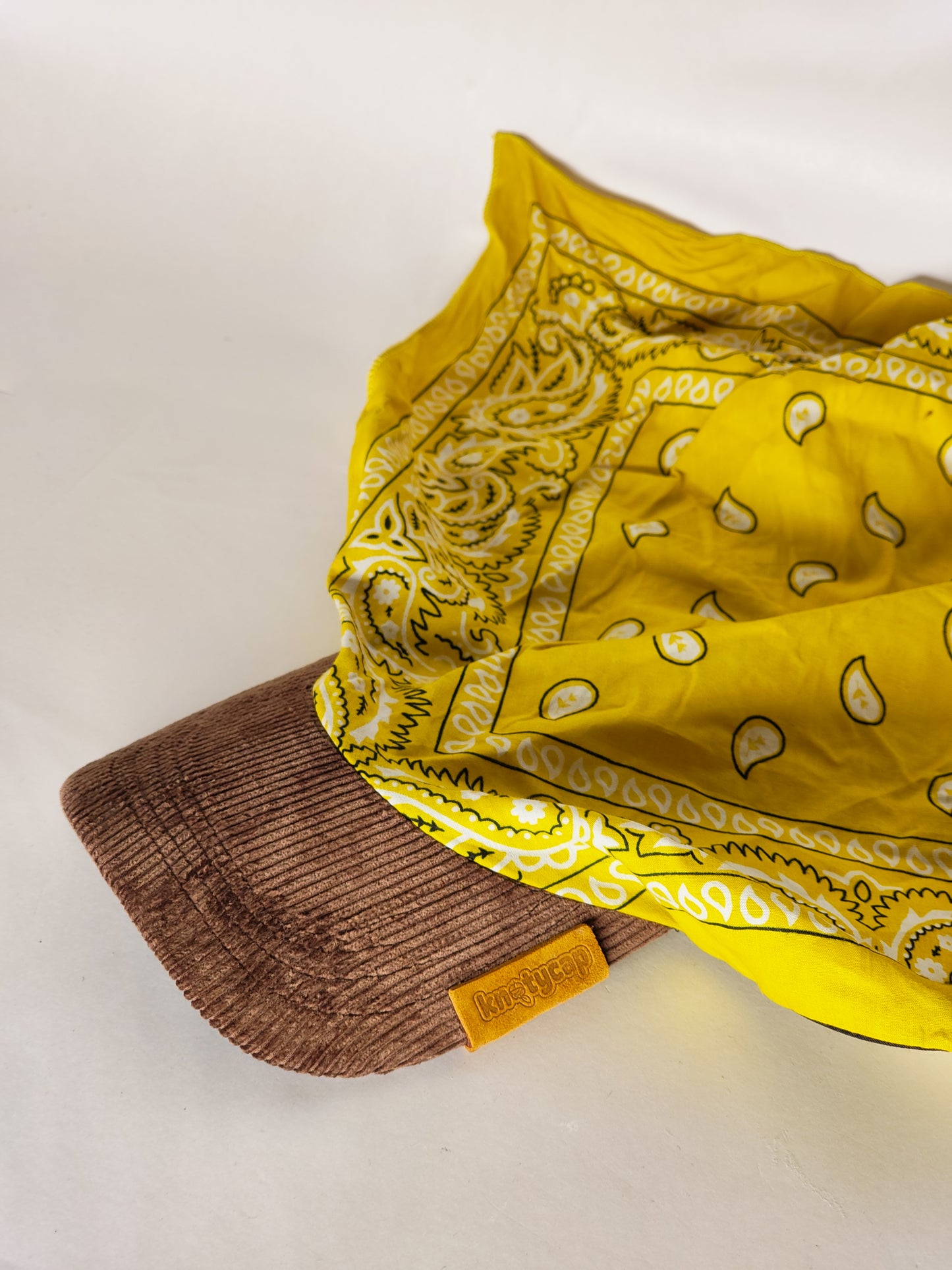 Kapri™ – Brown Corduroy Brim × Yellow Printed Bandana (OG Drop)