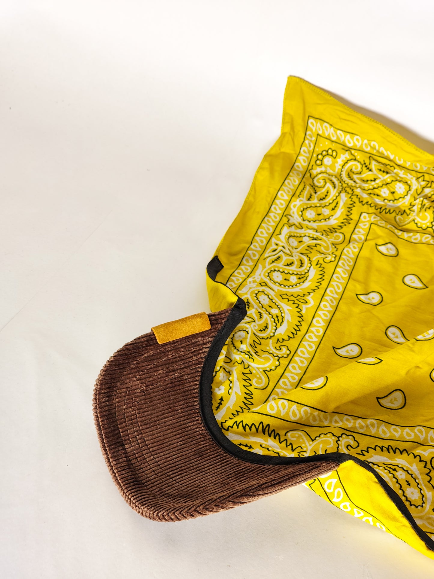 Kapri™ – Brown Corduroy Brim × Yellow Printed Bandana (OG Drop)