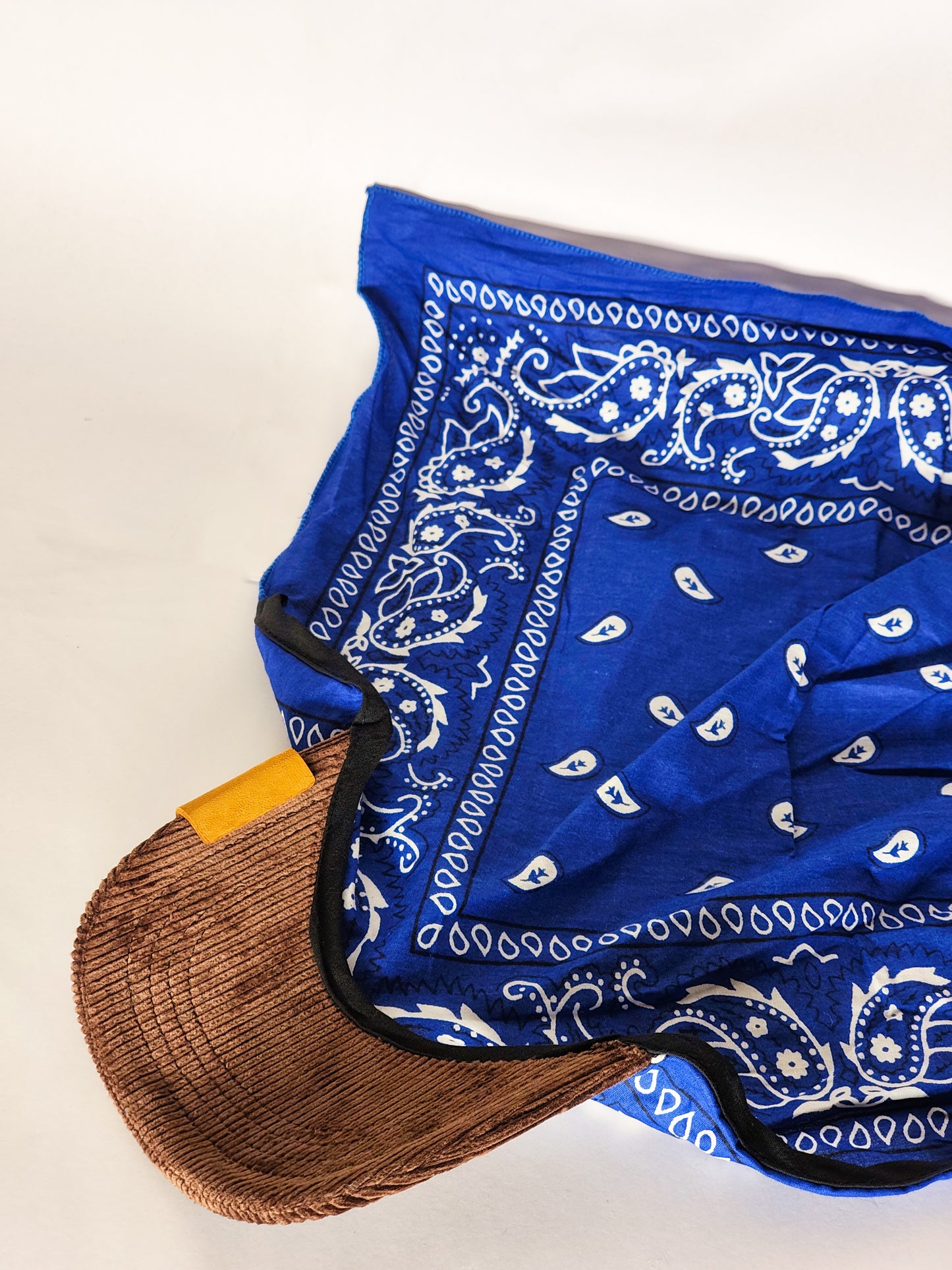 Kapri™ – Brown Corduroy Brim × Blue Printed Bandana (OG Drop)