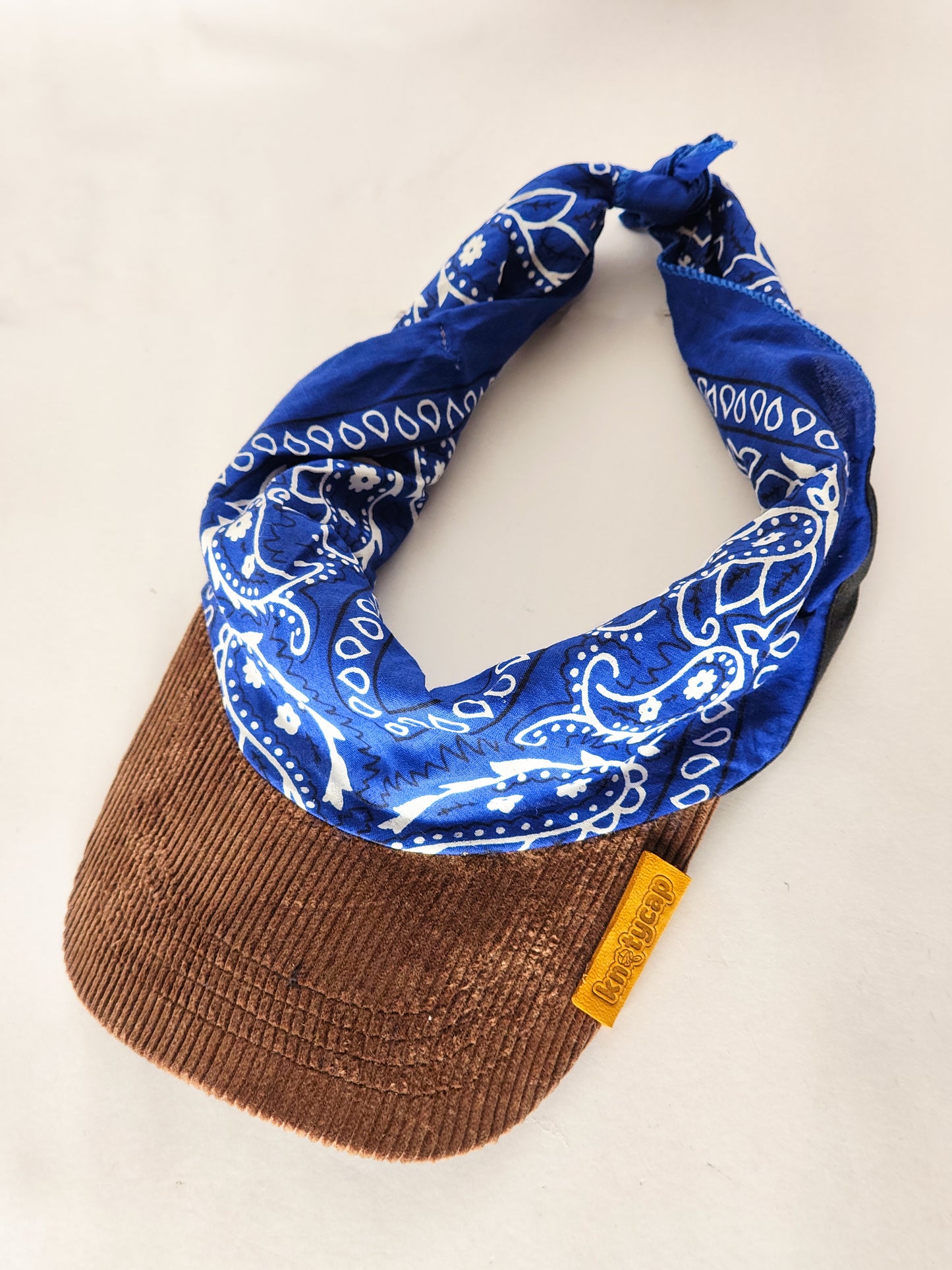 Kapri™ – Brown Corduroy Brim × Blue Printed Bandana (OG Drop)
