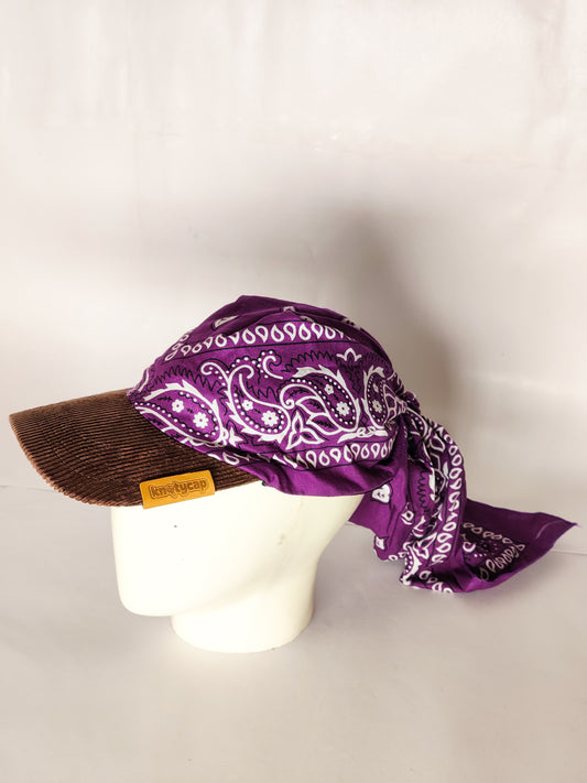 Kapri™ – Brown Corduroy Brim × Purple Printed Bandana (OG Drop)