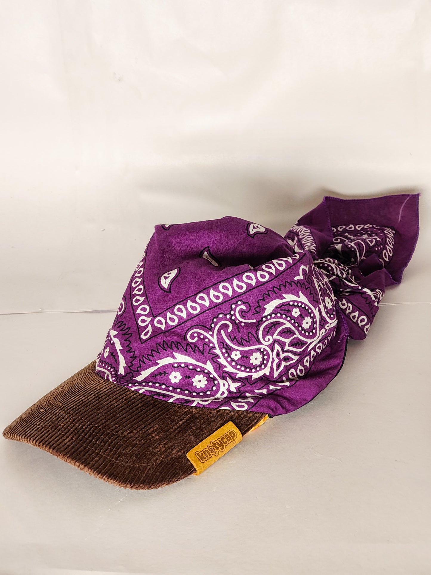 Kapri™ – Brown Corduroy Brim × Purple Printed Bandana (OG Drop)