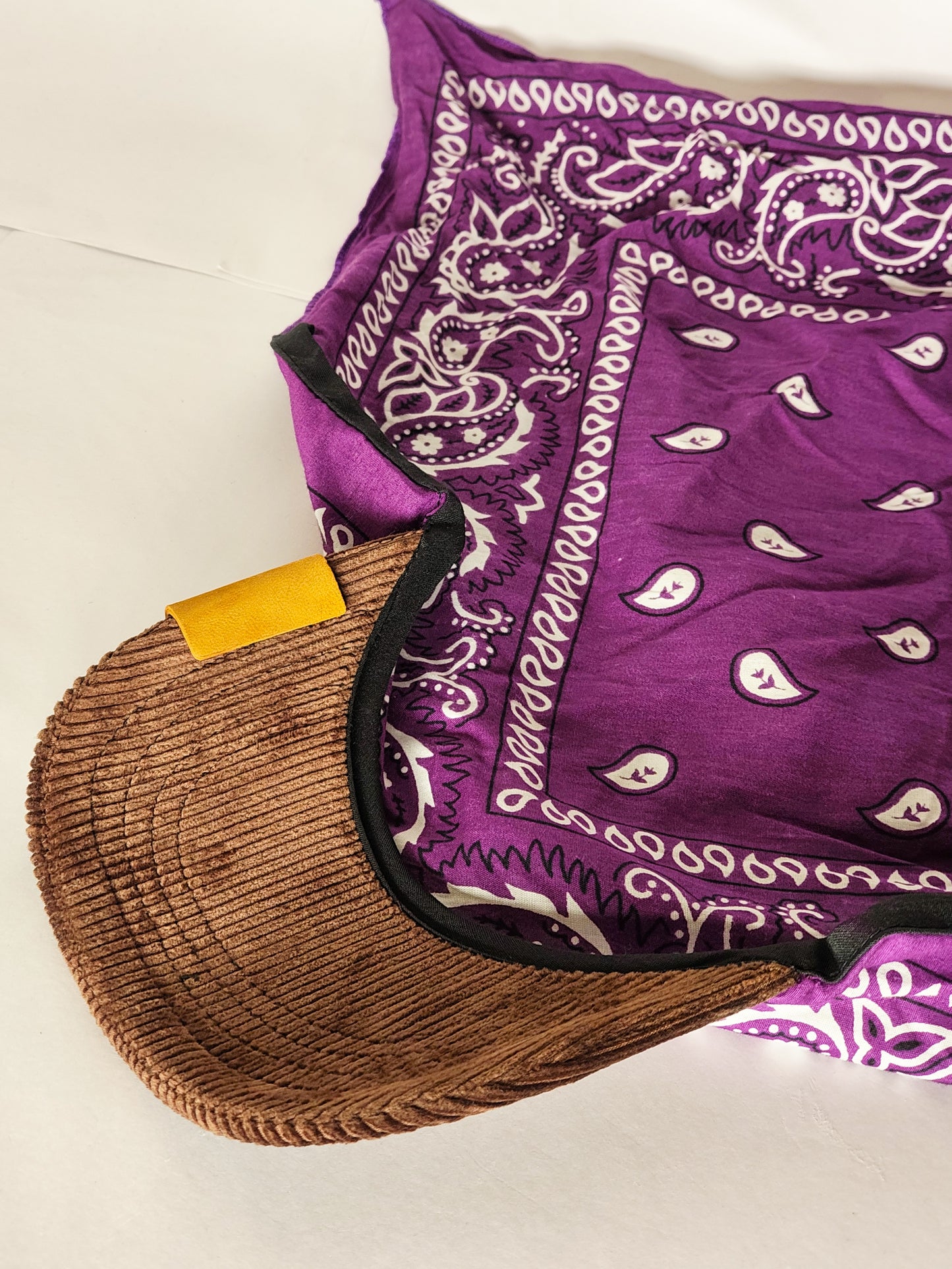 Kapri™ – Brown Corduroy Brim × Purple Printed Bandana (OG Drop)