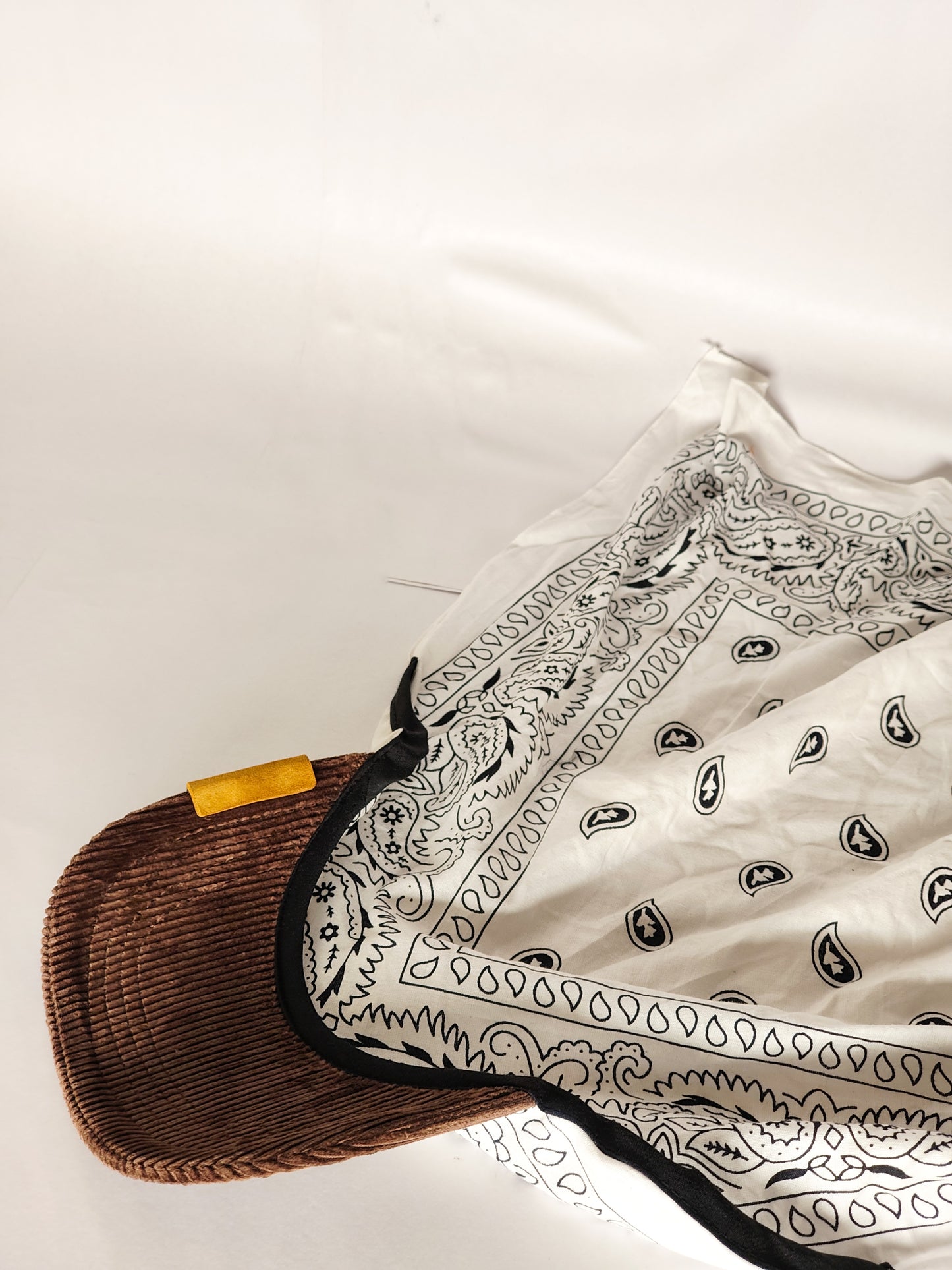 Kapri™ – Brown Corduroy Brim × White Printed Bandana (OG Drop)