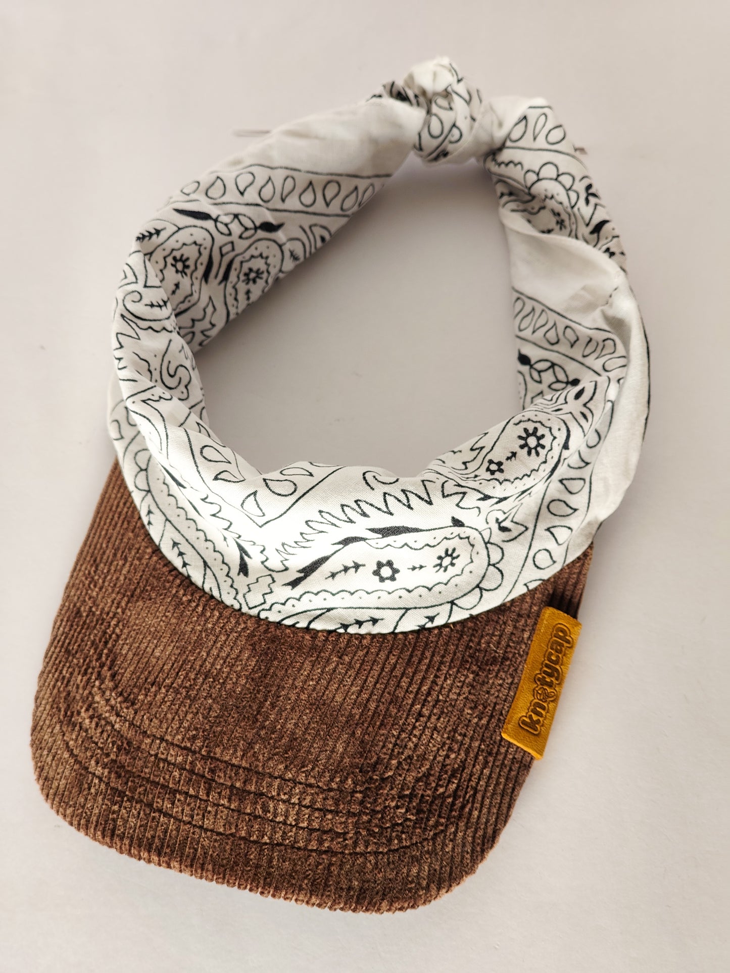 Kapri™ – Brown Corduroy Brim × White Printed Bandana (OG Drop)