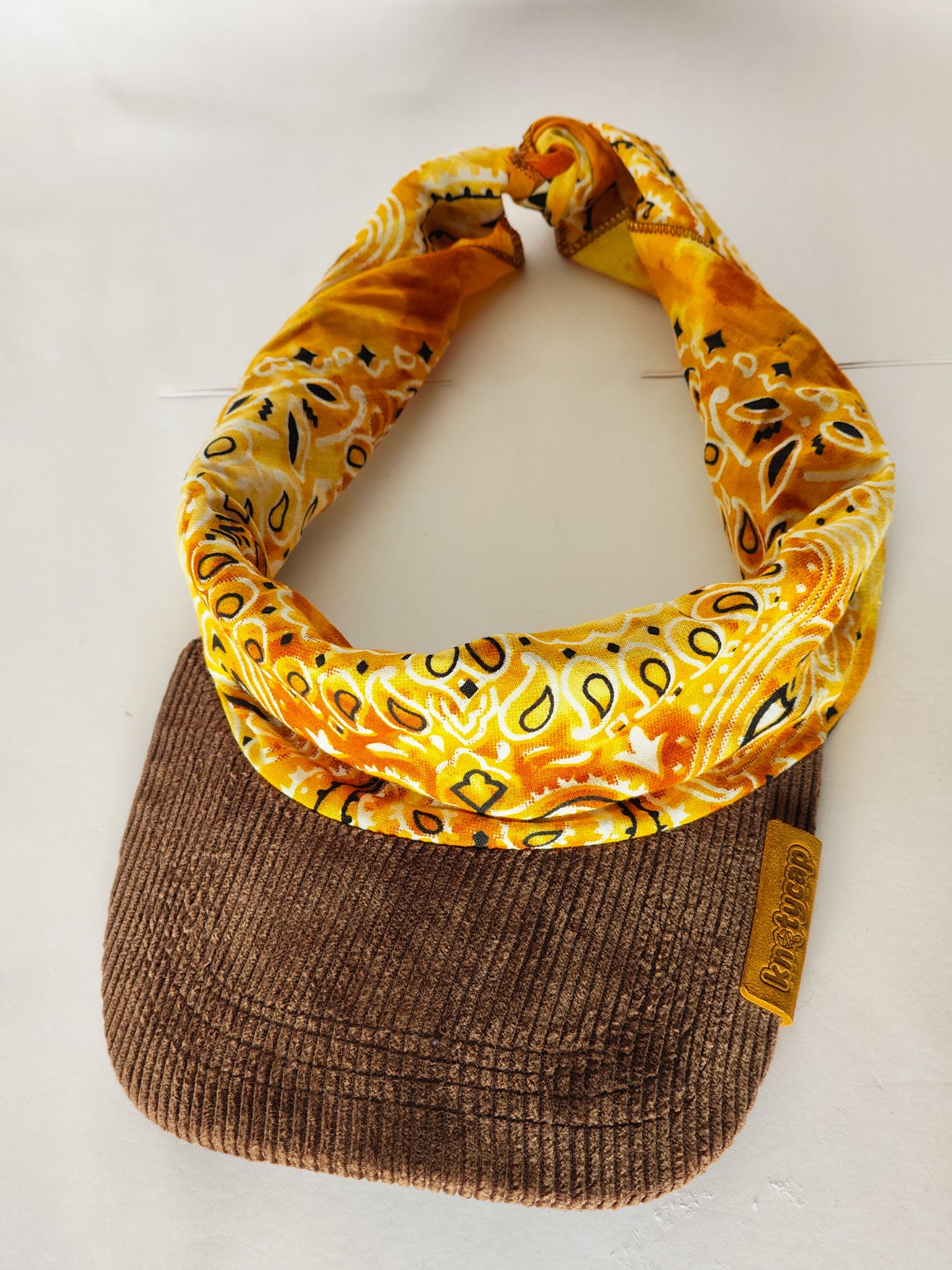 Kapri™ – Brown Corduroy Brim × Canary Yellow Printed Bandana (OG Drop)