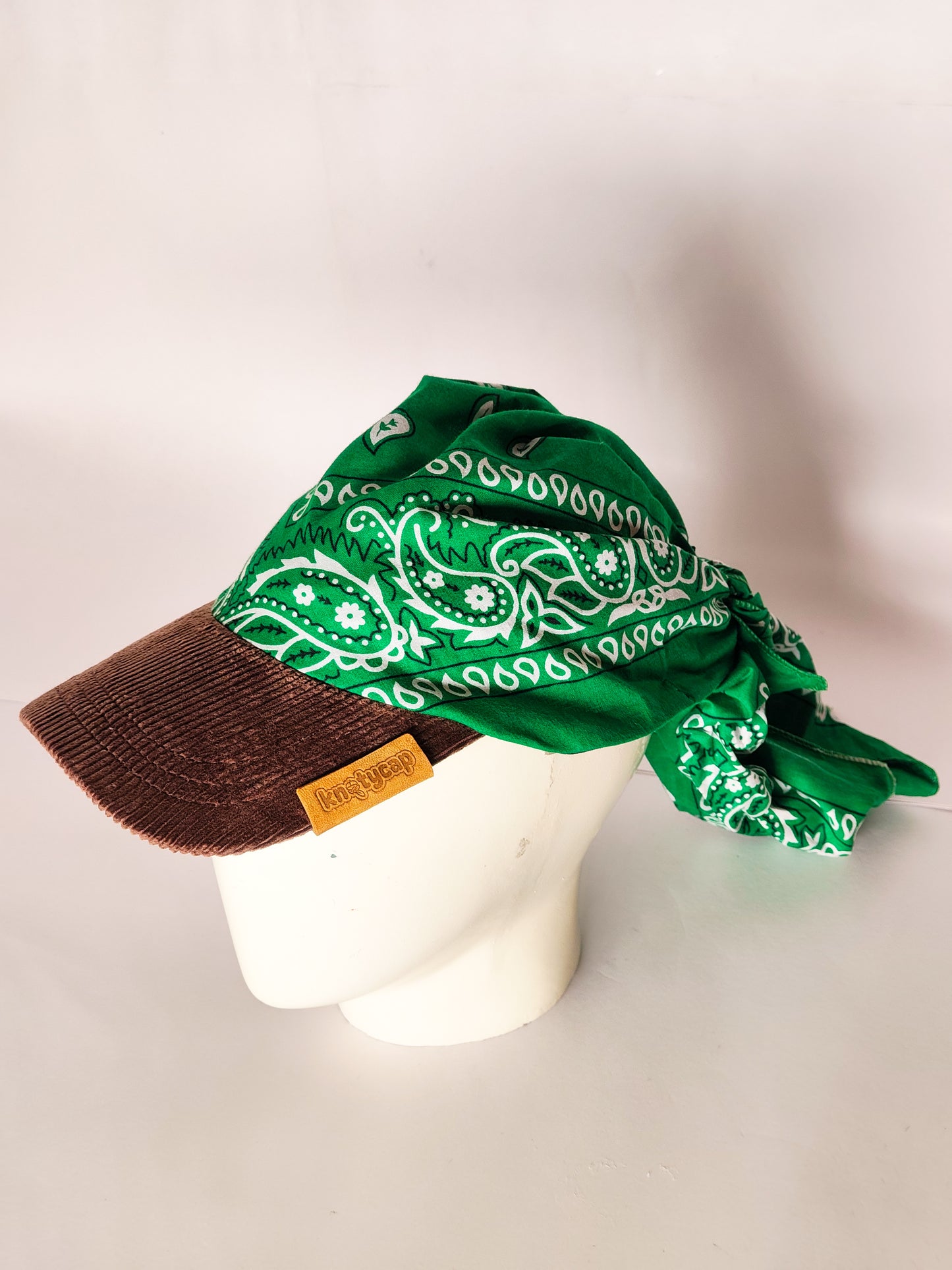 Kapri™ – Brown Corduroy Brim × Green Printed Bandana (OG Drop)