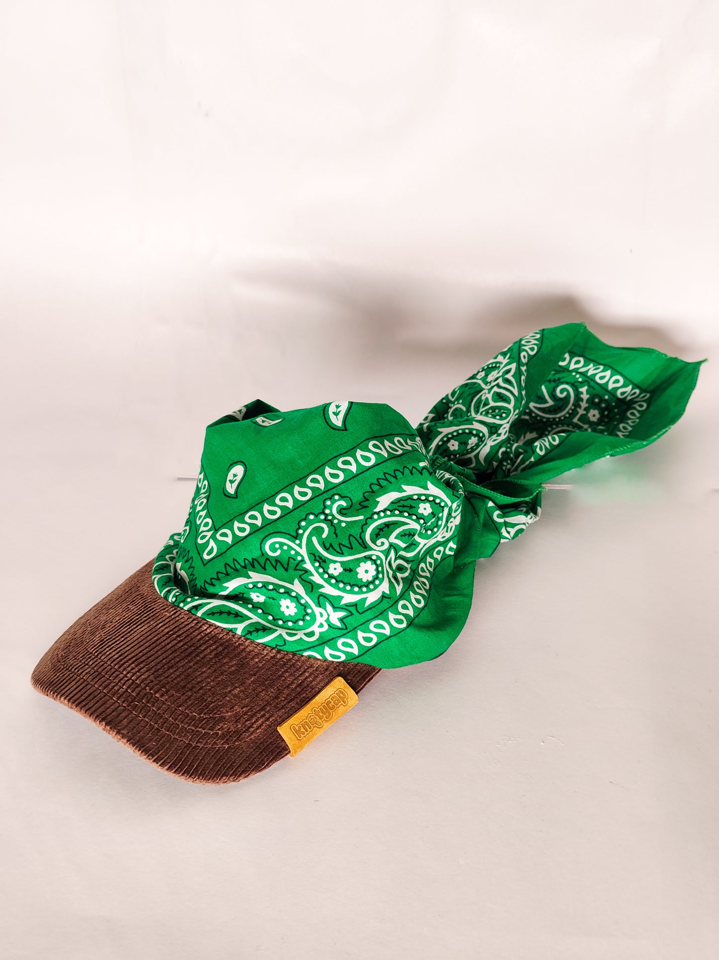 Kapri™ – Brown Corduroy Brim × Green Printed Bandana (OG Drop)
