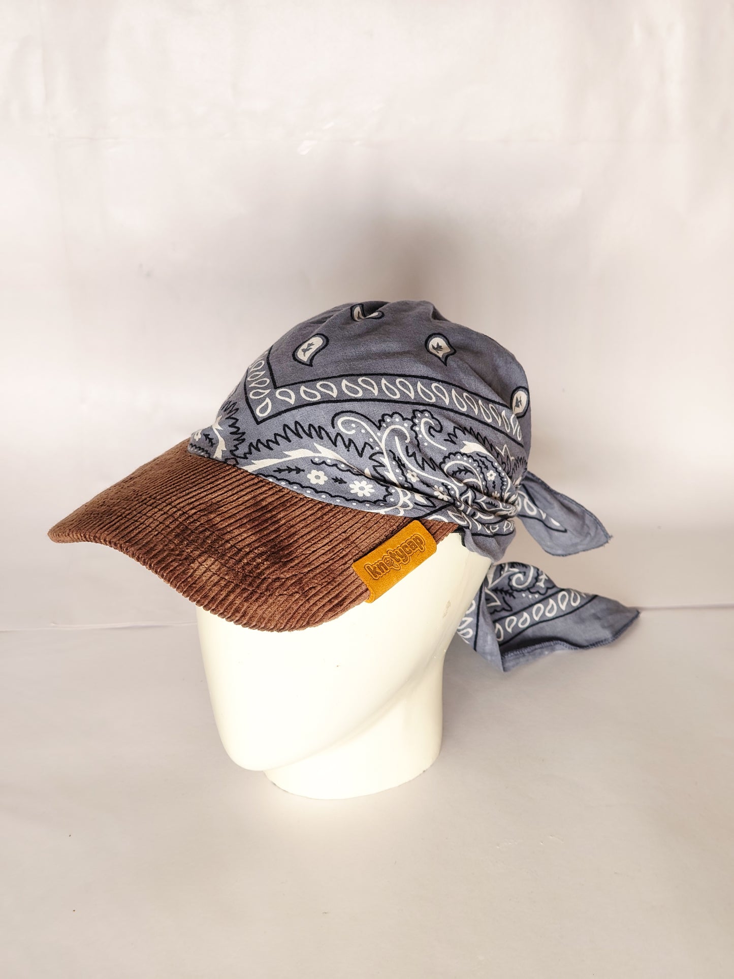Kapri™ - Brown Corduroy Brim × Grey Printed Bandana (OG Drop)