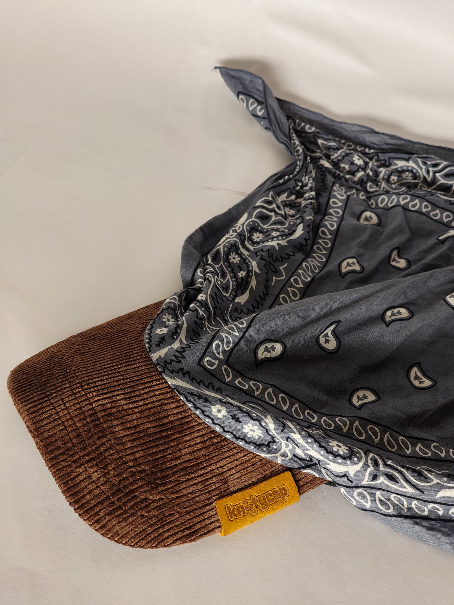 Kapri™ - Brown Corduroy Brim × Grey Printed Bandana (OG Drop)