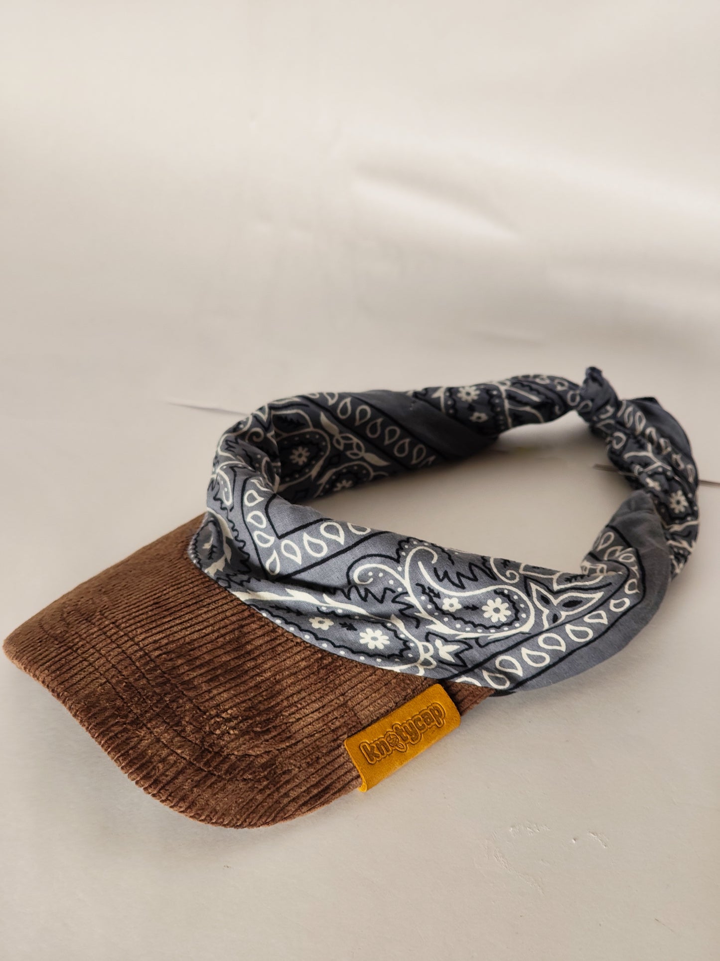 Kapri™ - Brown Corduroy Brim × Grey Printed Bandana (OG Drop)