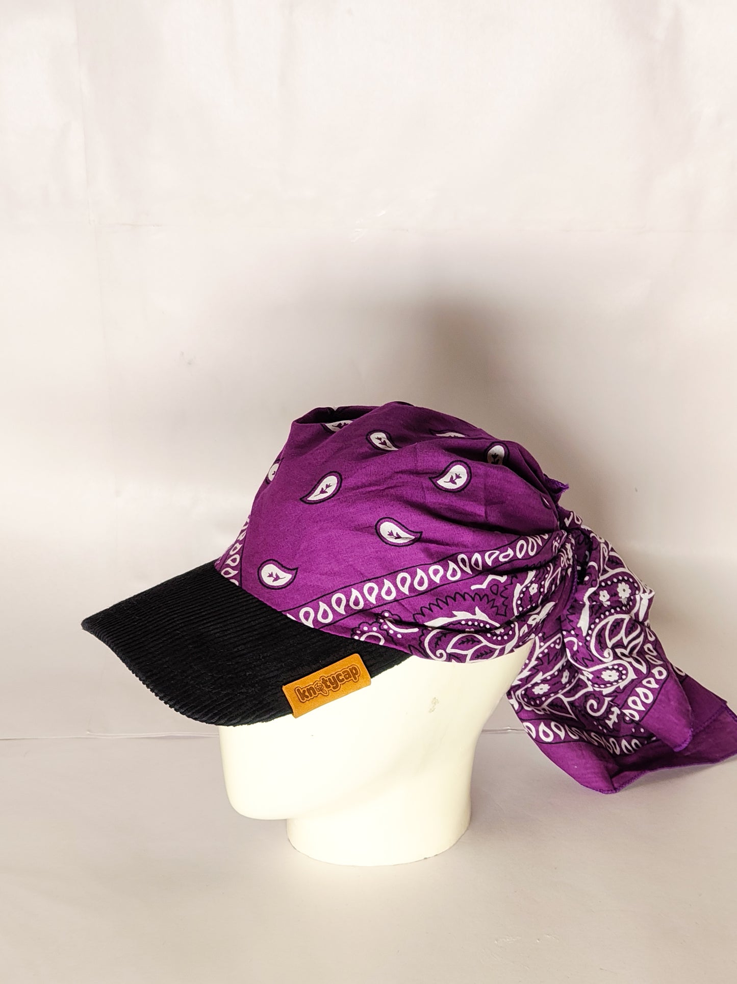 Kapri™ – Black Corduroy Brim × Violet Printed Bandana (OG Drop)