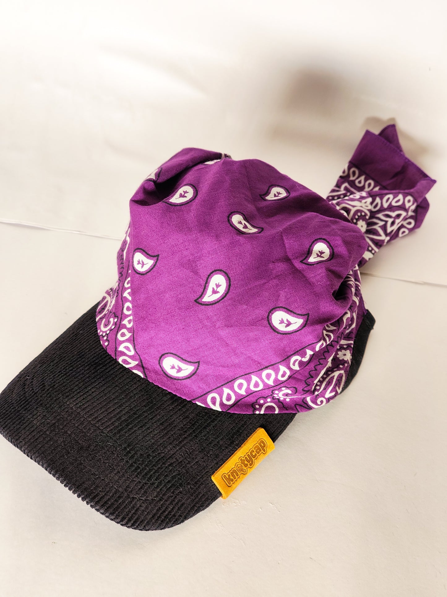 Kapri™ – Black Corduroy Brim × Violet Printed Bandana (OG Drop)