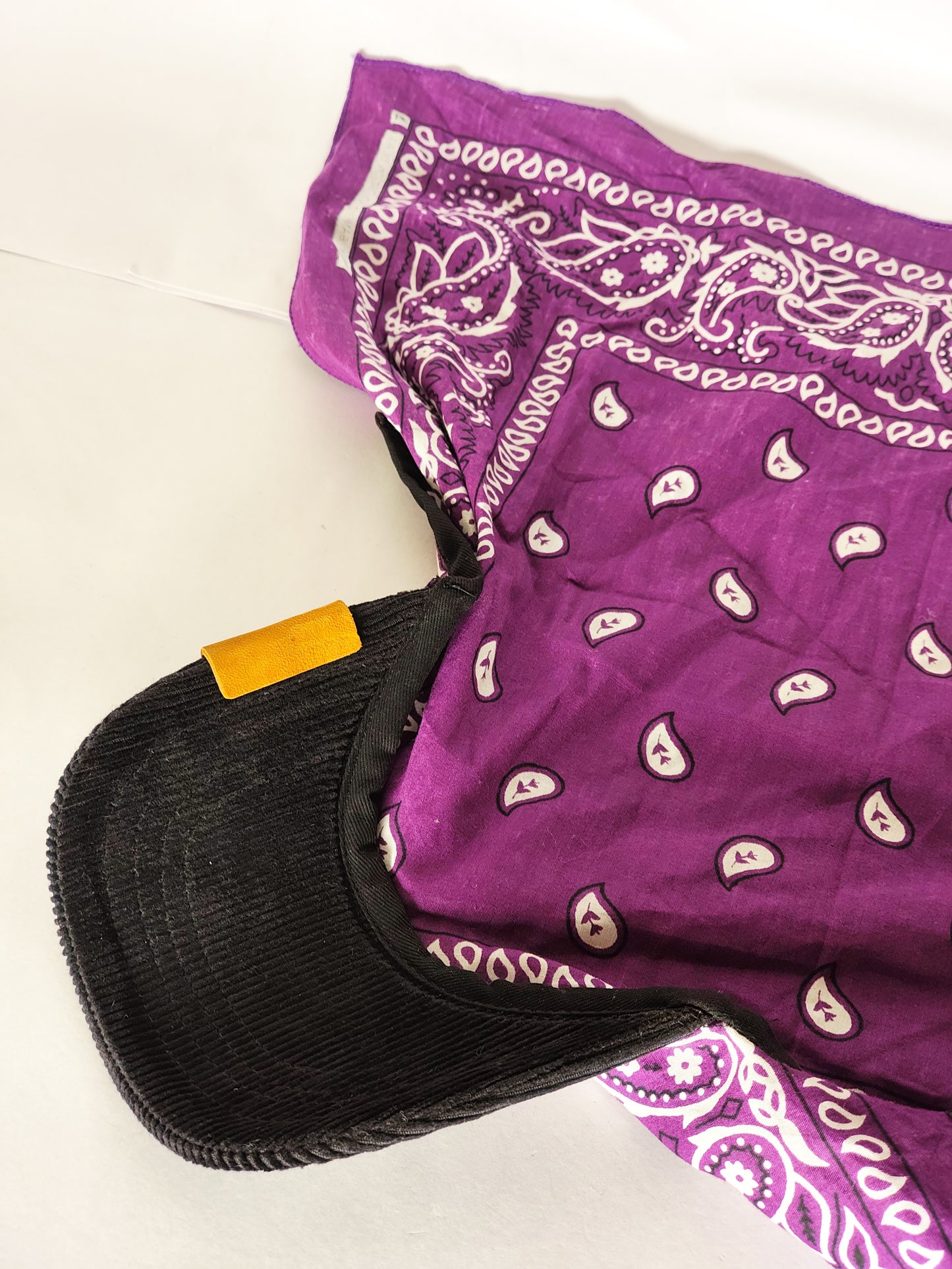 Kapri™ – Black Corduroy Brim × Violet Printed Bandana (OG Drop)