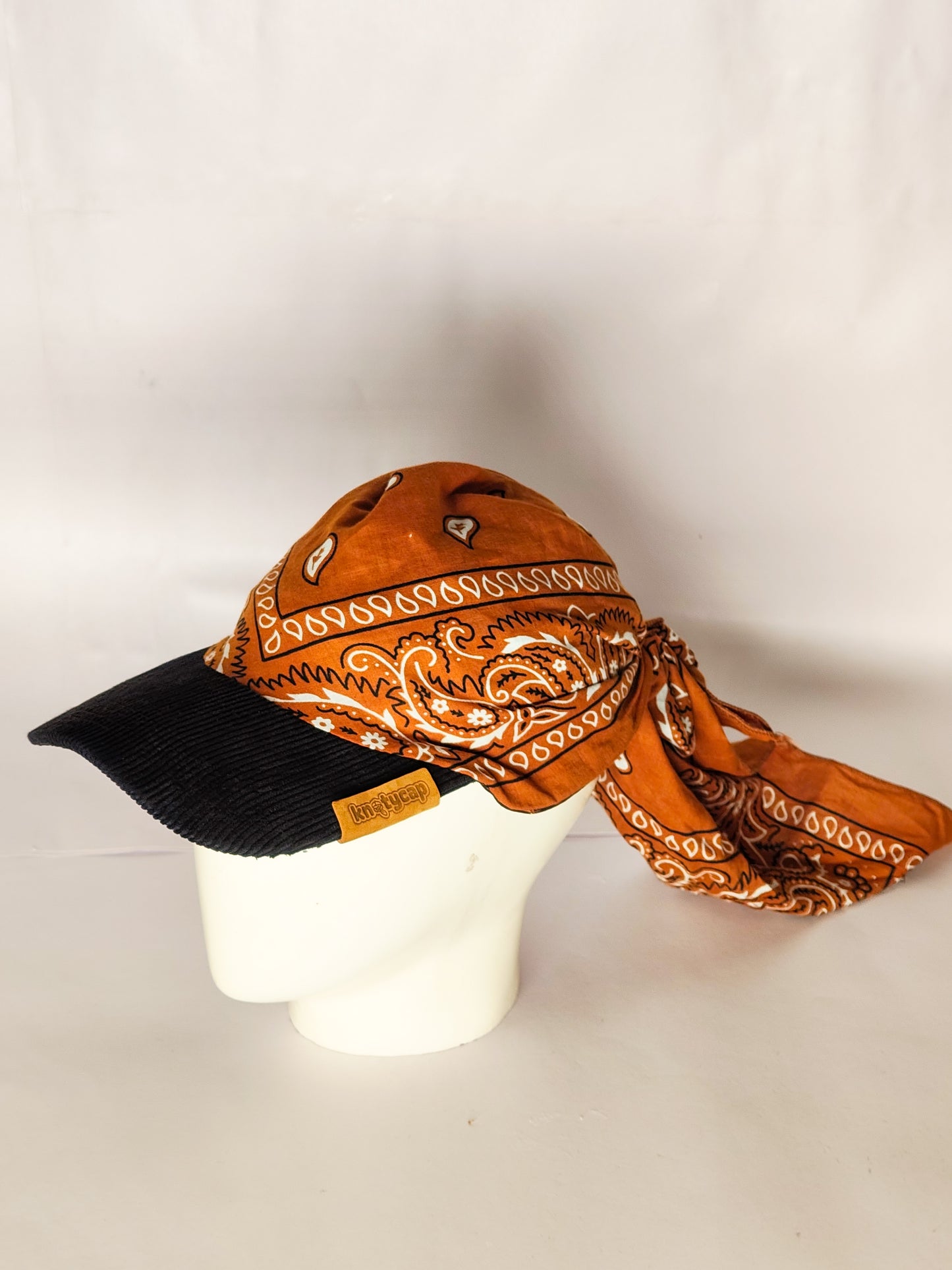 Kapri™ – Black Corduroy Brim × Orange Printed Bandana (OG Drop)