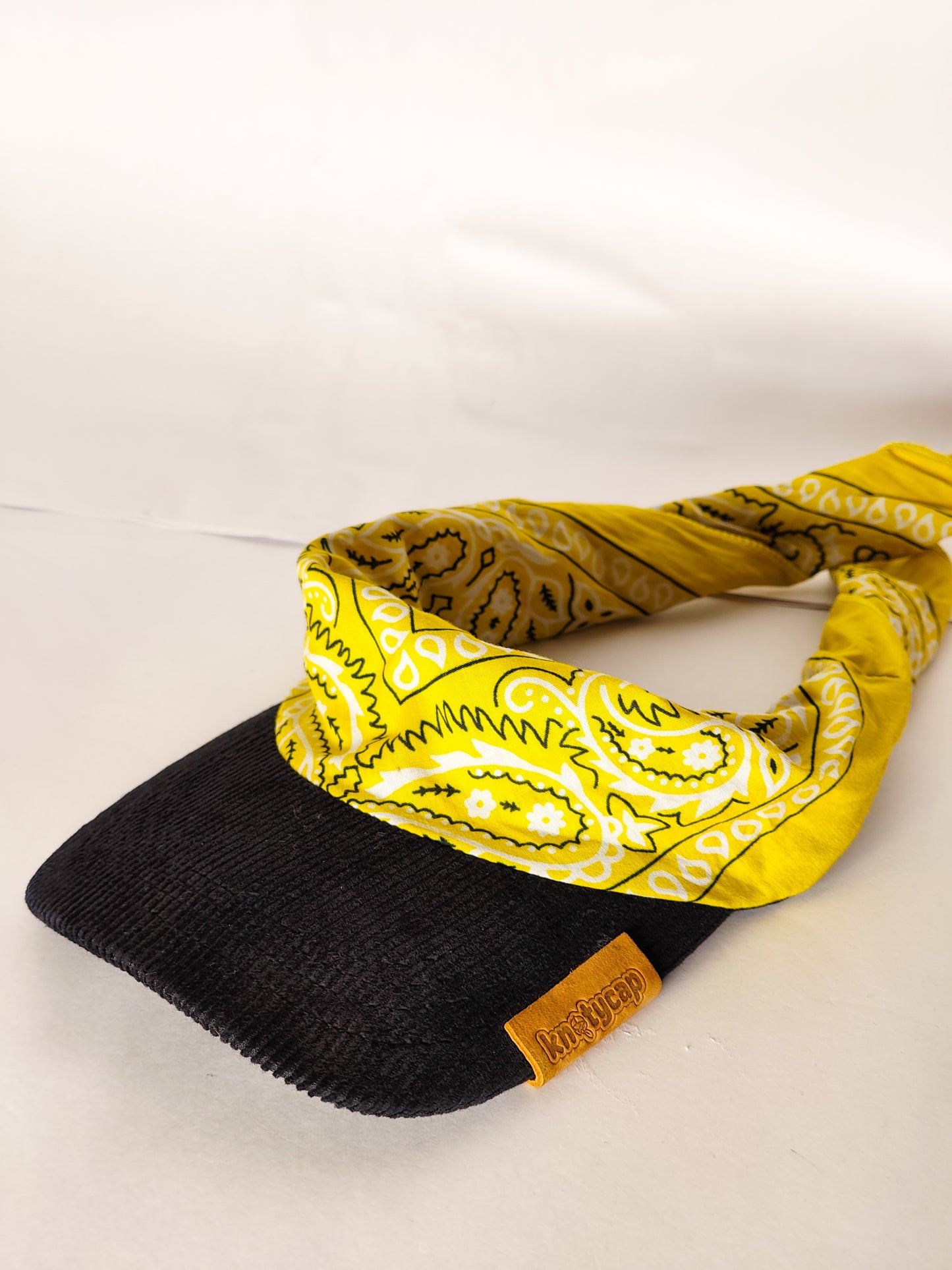 Kapri™ – Black Corduroy Brim × Yellow Printed Bandana (OG Drop)