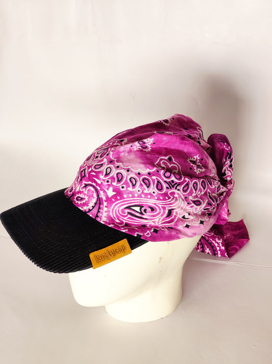 Kapri™ – Black Corduroy Brim × Sakura Pink Printed Bandana (OG Drop)