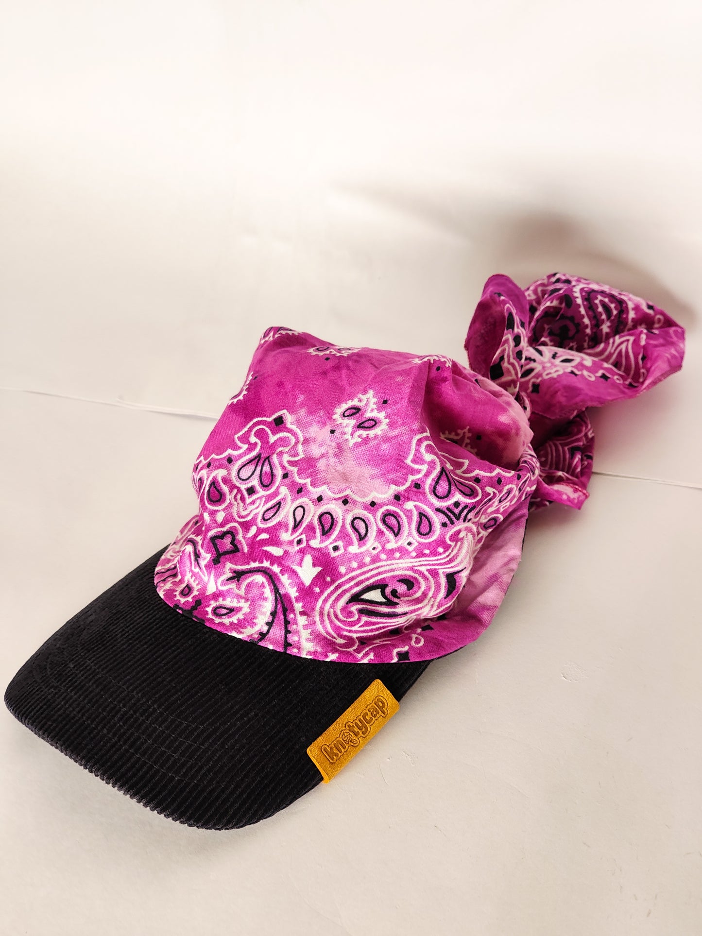 Kapri™ – Black Corduroy Brim × Sakura Pink Printed Bandana (OG Drop)