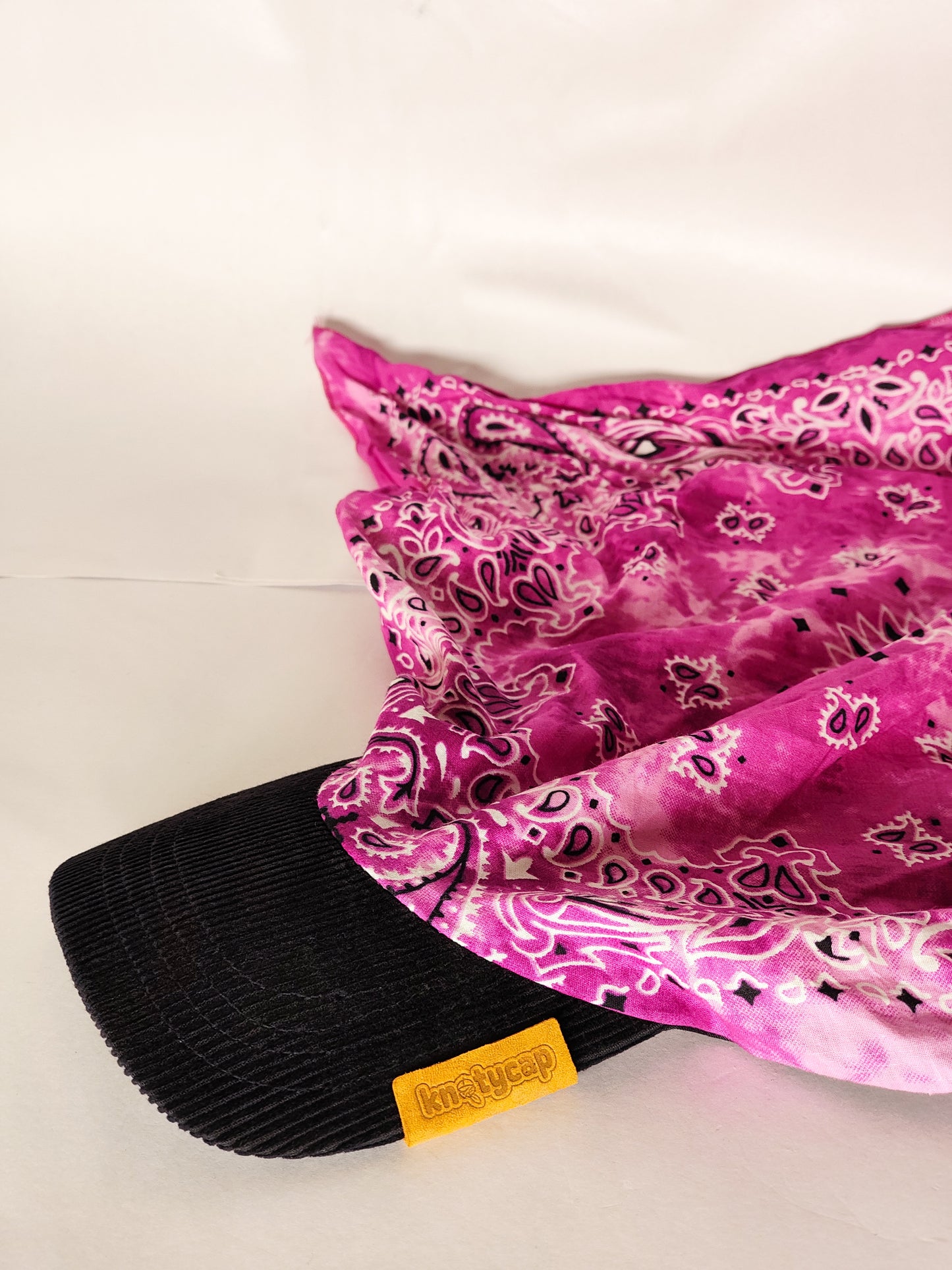 Kapri™ – Black Corduroy Brim × Sakura Pink Printed Bandana (OG Drop)