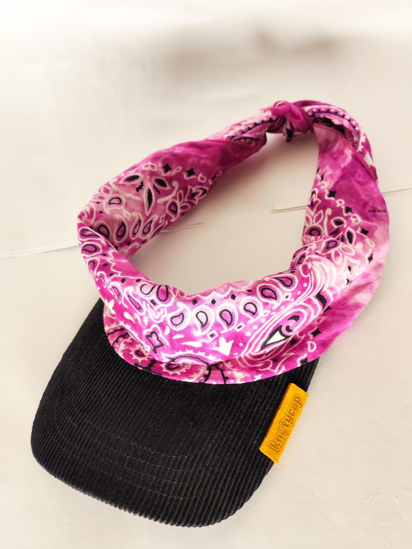 Kapri™ – Black Corduroy Brim × Sakura Pink Printed Bandana (OG Drop)