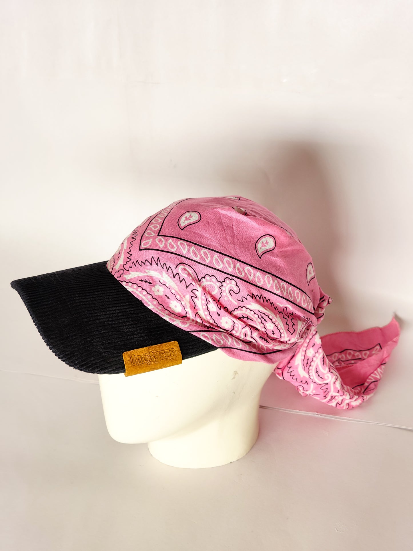 Kapri™ – Black Corduroy Brim × Pink Printed Bandana (OG Drop)
